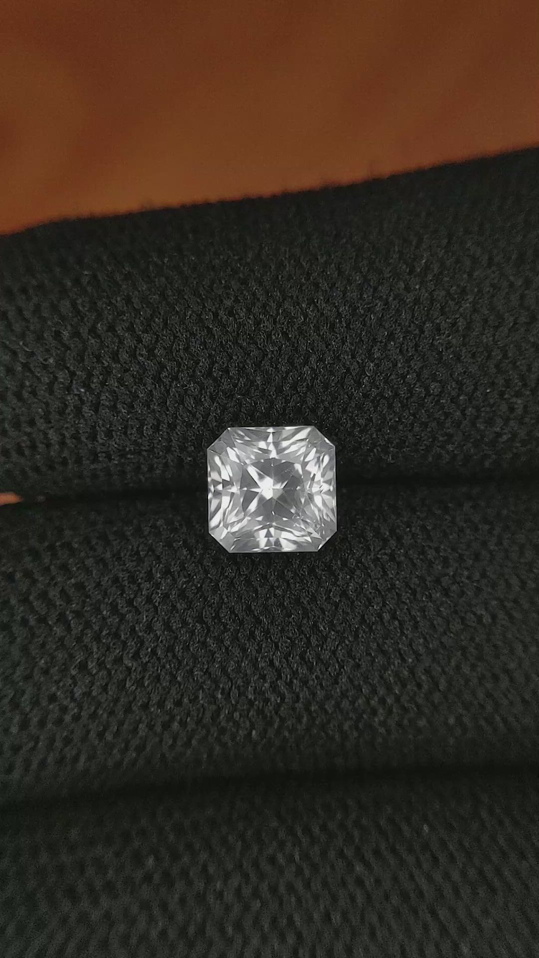 2.18 Ct. White Sapphire from Ceylon (Sri Lanka) Size Video