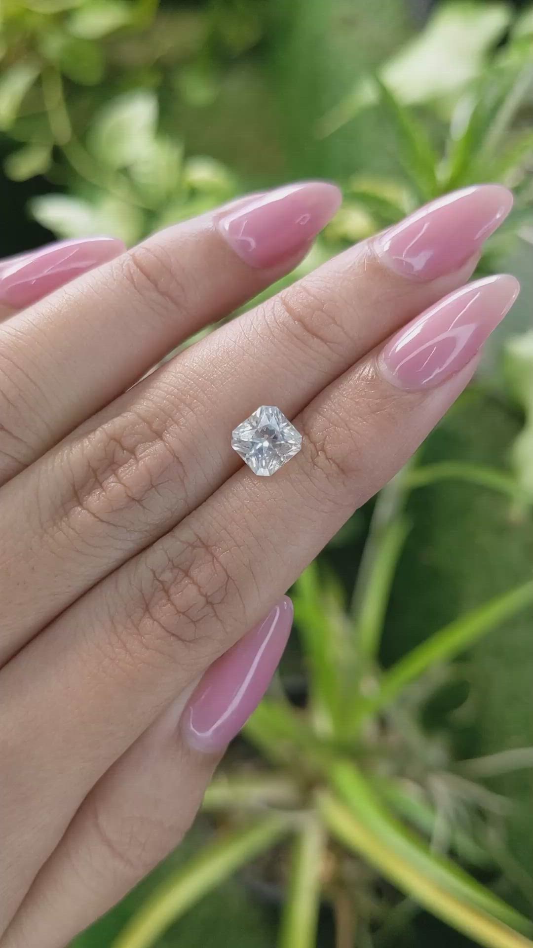 2.18 Ct. White Sapphire from Ceylon (Sri Lanka) Size Video