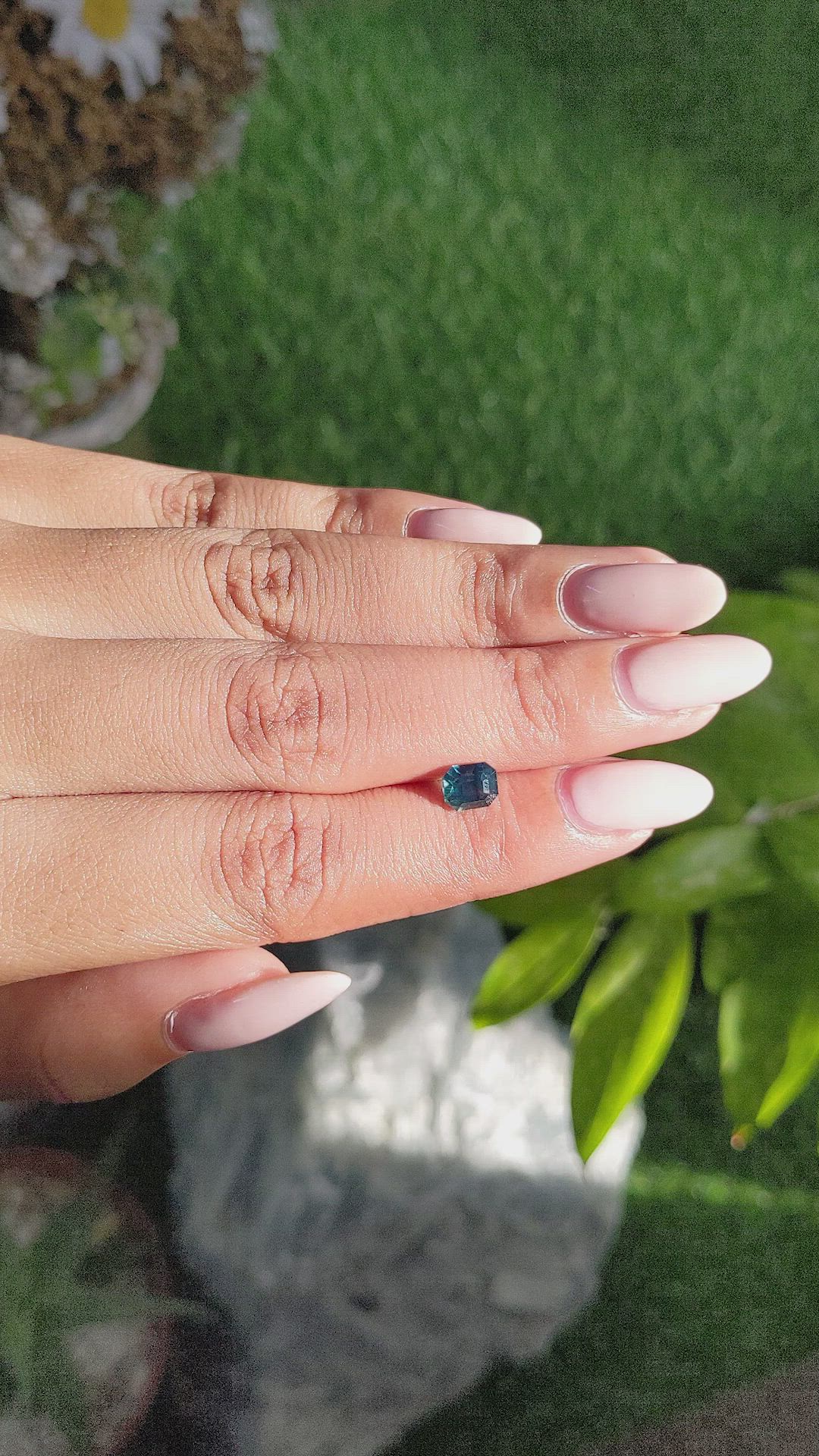 1.13 Ct. Bluish Green Sapphire from Madagascar Size Video