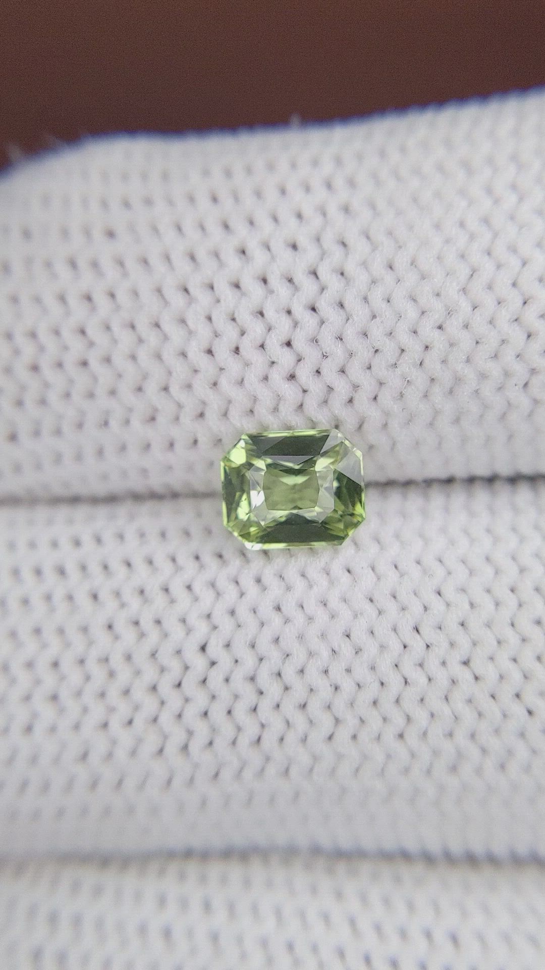 1.08 Ct. Yellowish Green Sapphire from Madagascar Size Video