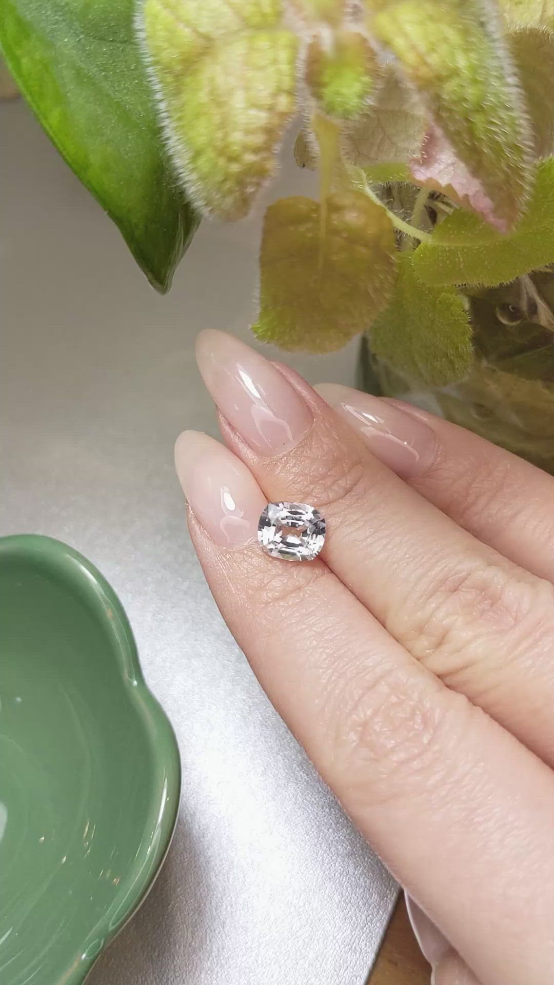 2.23 Ct. White Sapphire from Ceylon (Sri Lanka) Size Video