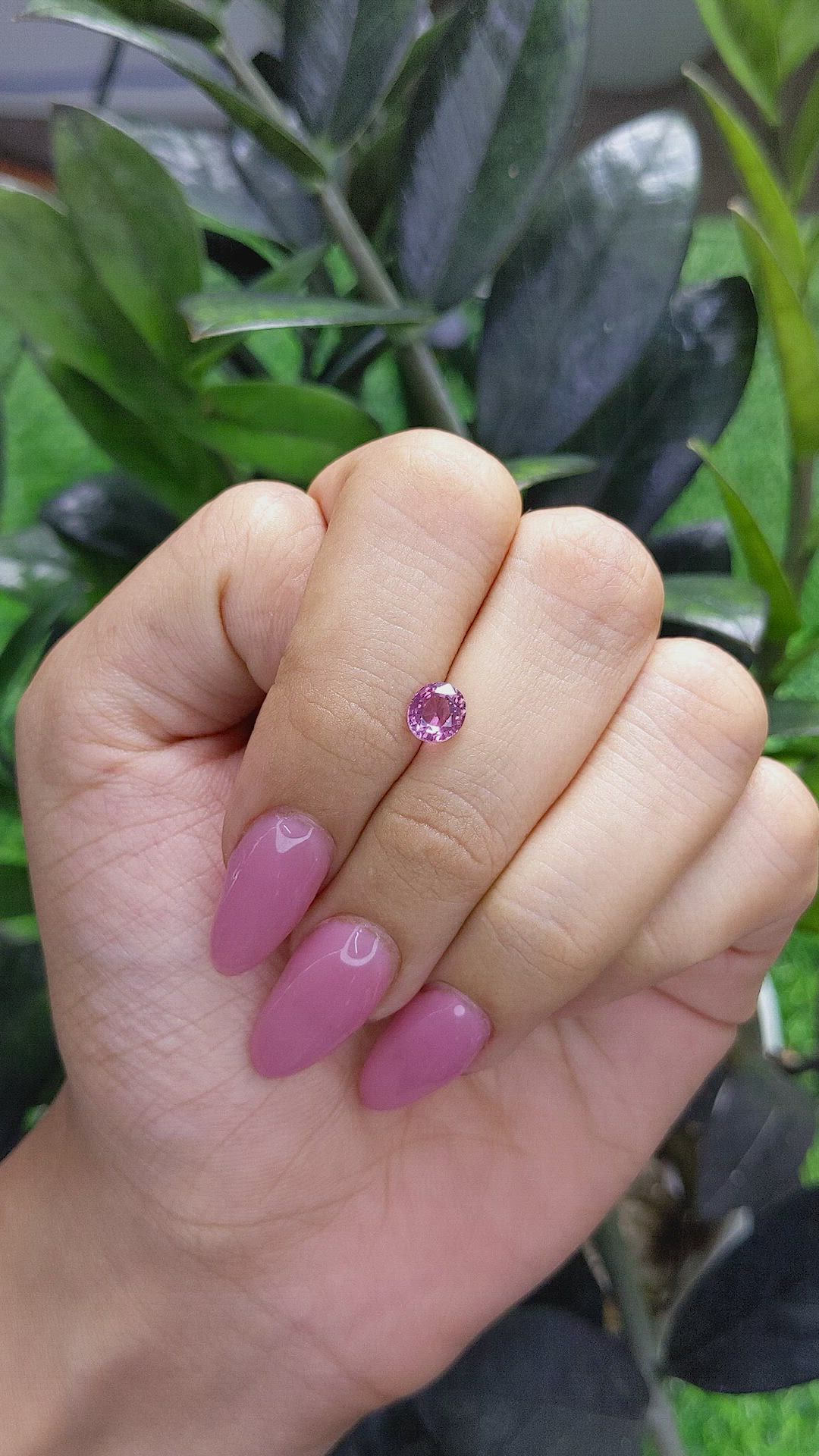 0.98 Ct. Purplish Pink Sapphire from Madagascar Size Video