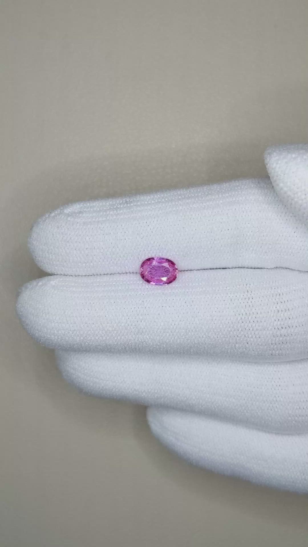 0.73 Ct. Purplish Pink Sapphire from Ceylon (Sri Lanka) Size Video