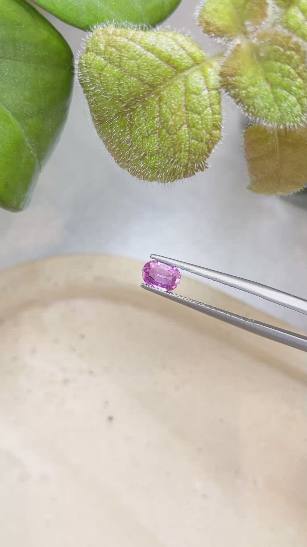 0.73 Ct. Purplish Pink Sapphire from Ceylon (Sri Lanka) Size Video