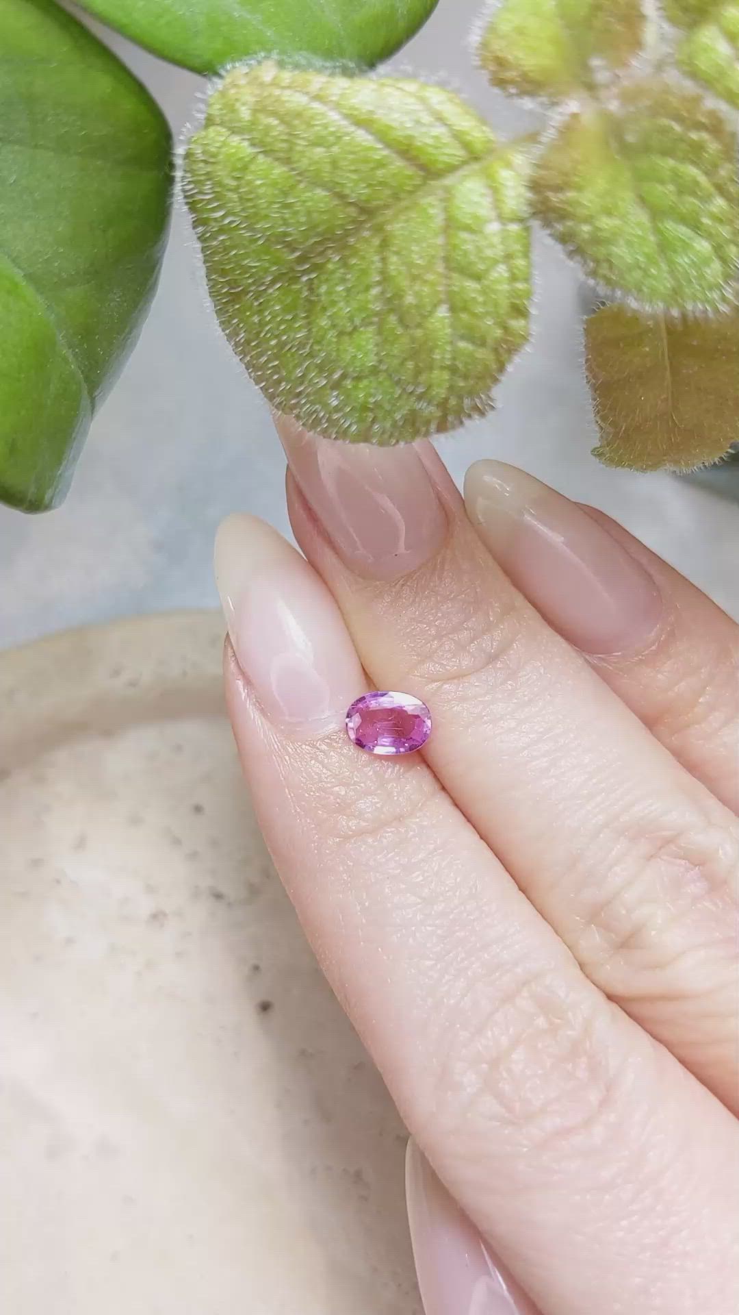 0.73 Ct. Purplish Pink Sapphire from Ceylon (Sri Lanka) Size Video