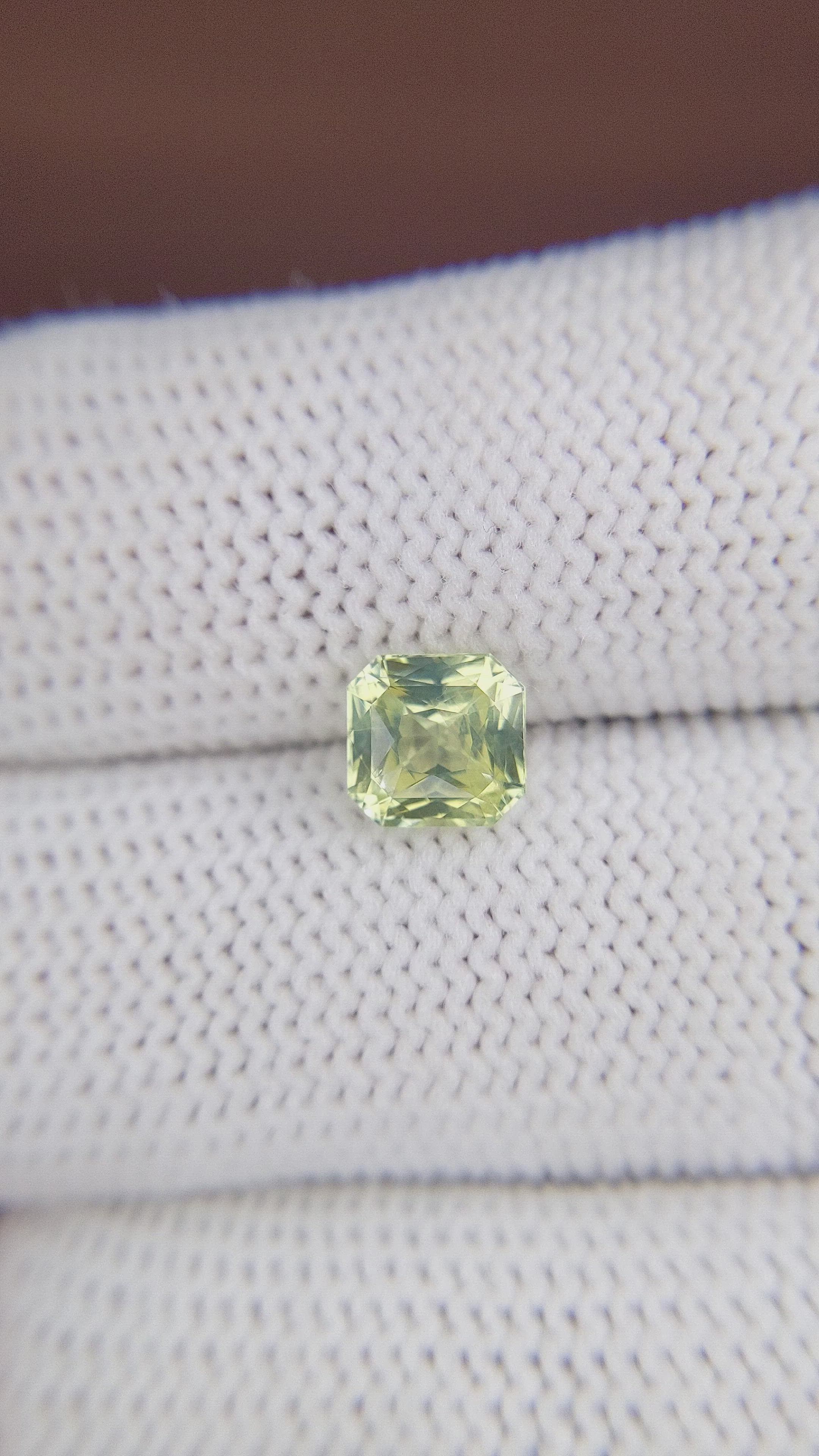 1.70 Ct. Yellowish Green Sapphire from Madagascar Size Video