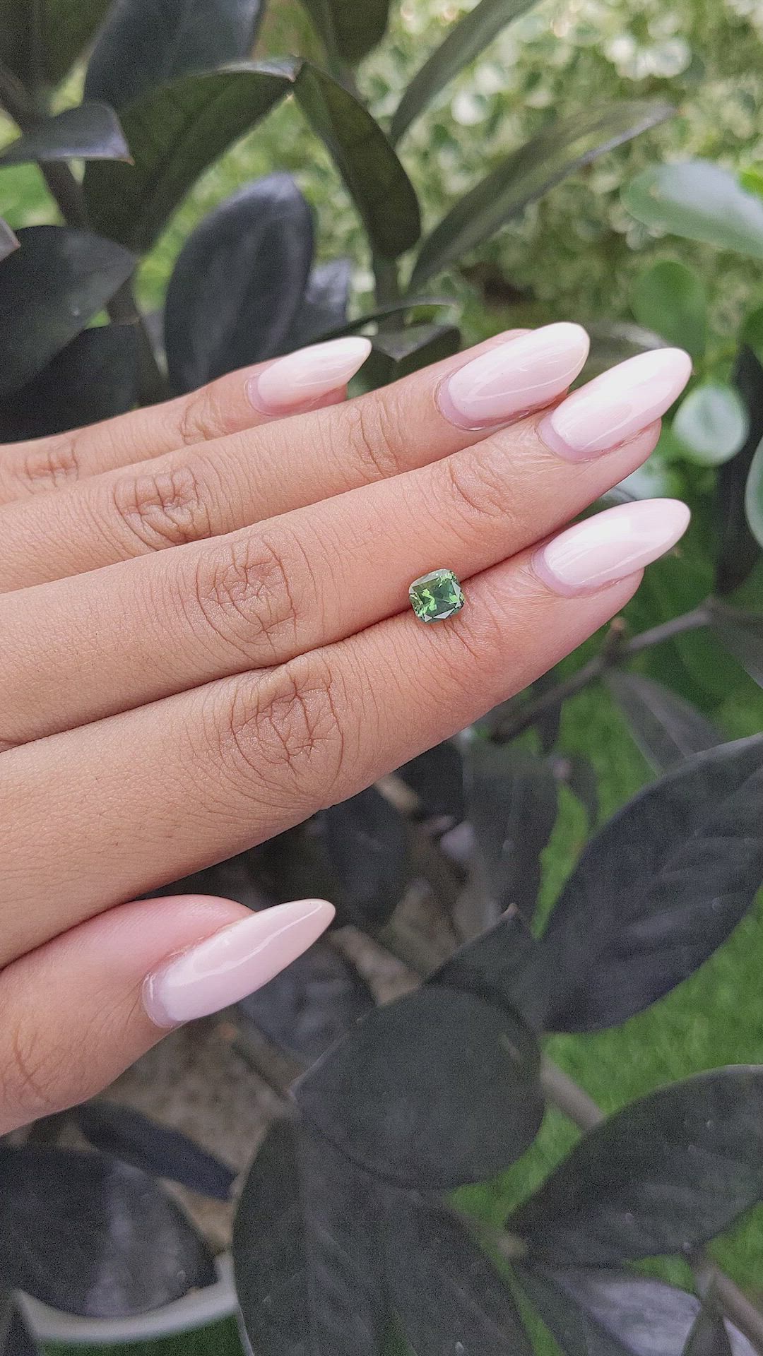 1.06 Ct. Green Sapphire from Madagascar Size Video