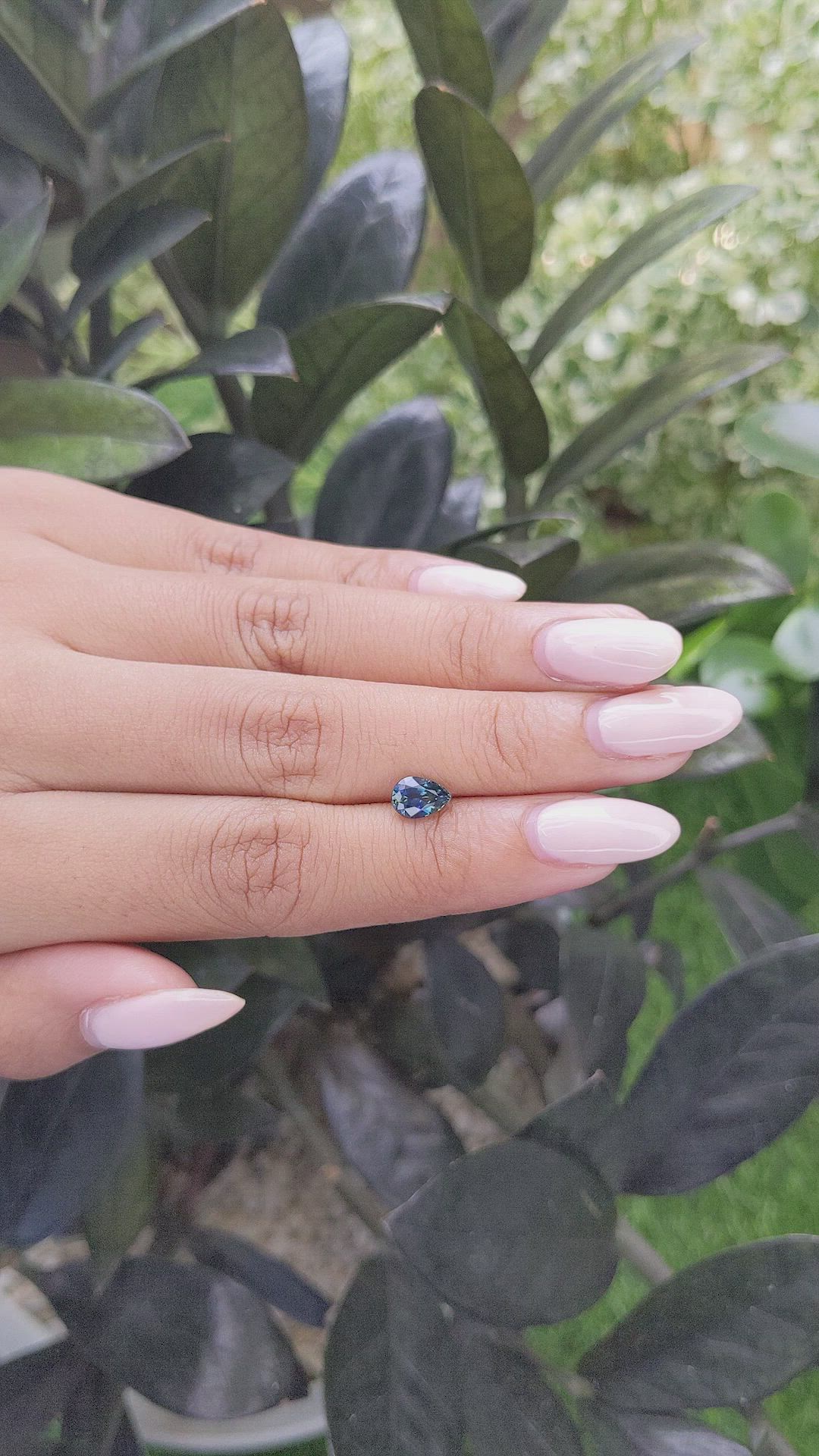 1.17 Ct. Greenish Blue Sapphire from Madagascar Size Video