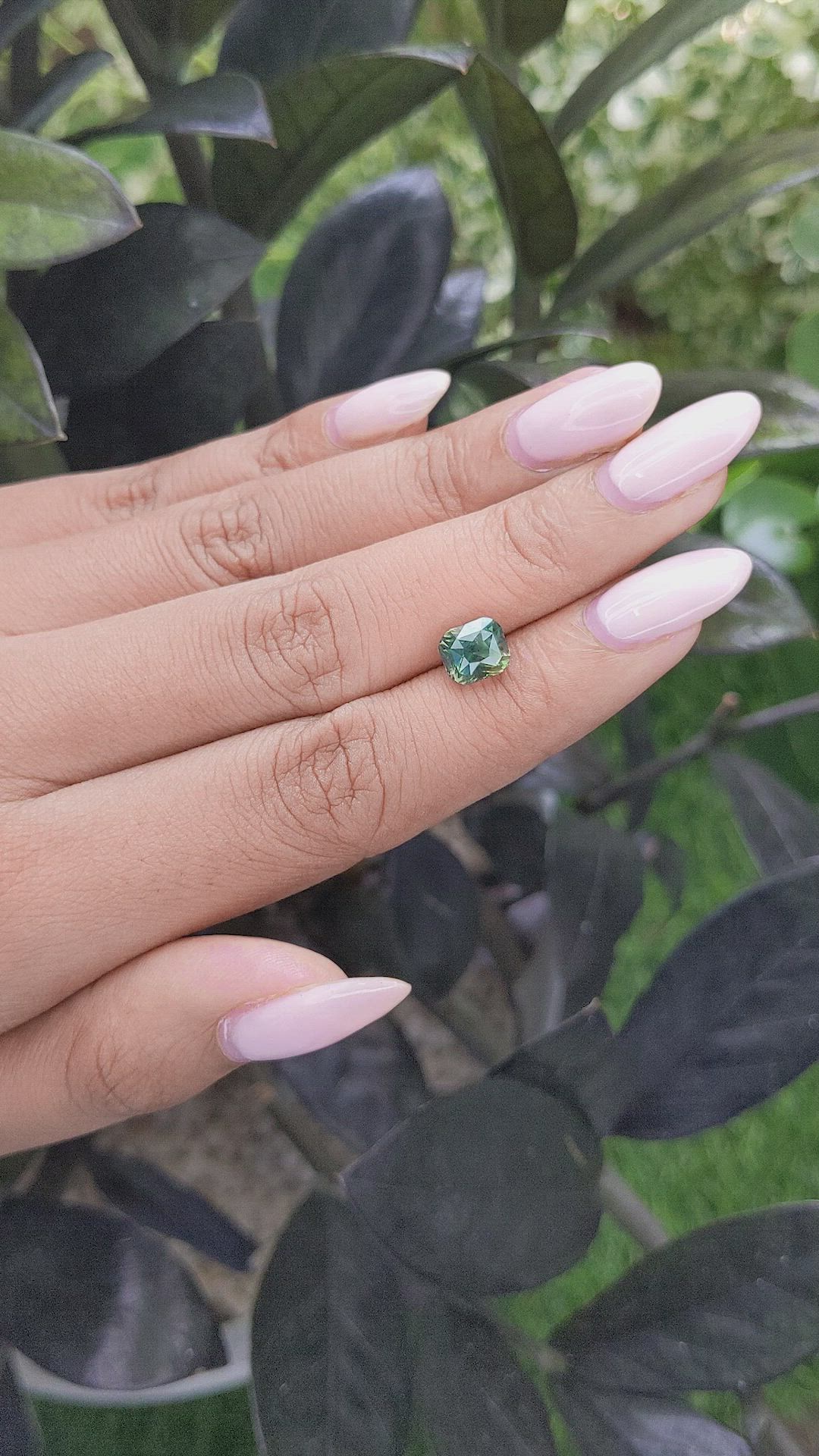 2.28 Ct. Bluish Green Sapphire from Madagascar Size Video