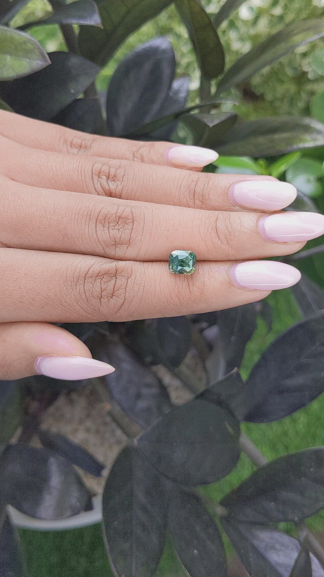 2.28 Ct. Bluish Green Sapphire from Madagascar Size Video