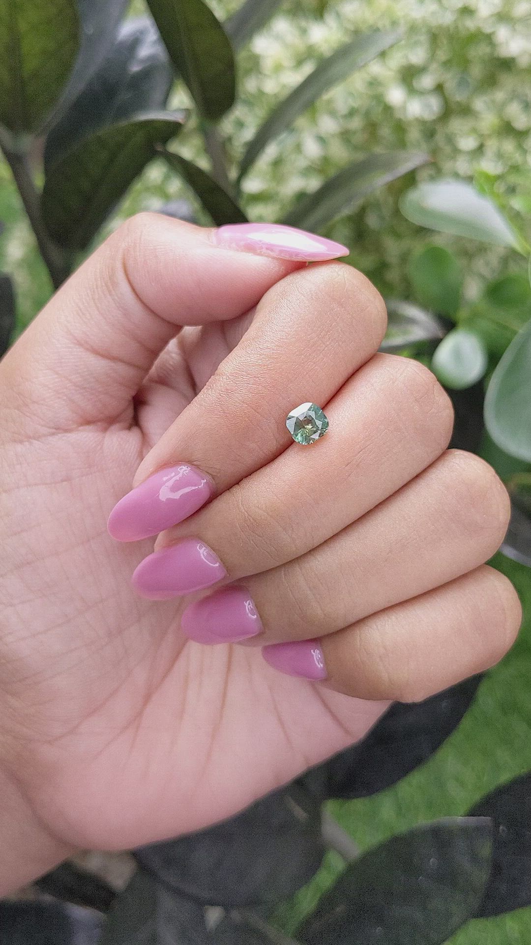 1.02 Ct. Bluish Green Sapphire from Madagascar Size Video
