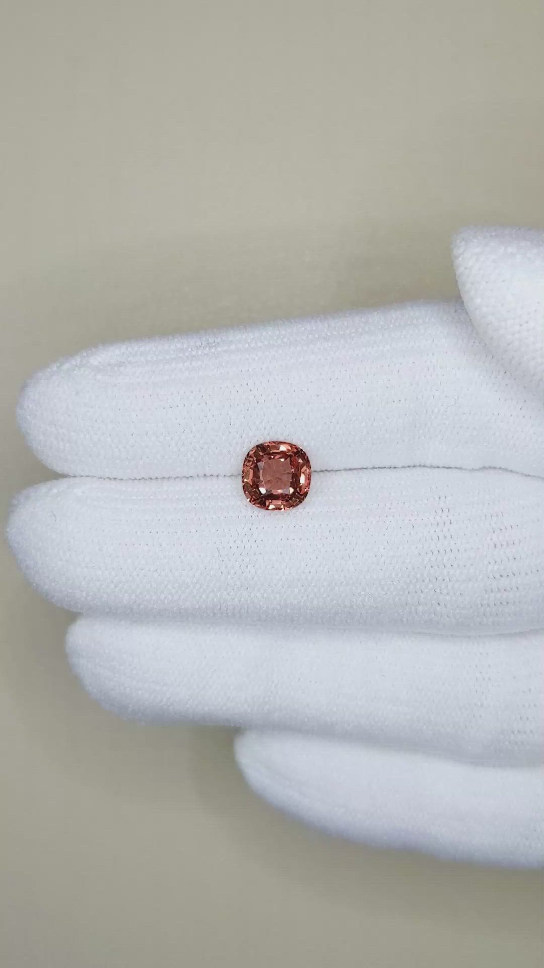 1.40 Ct. Reddish Orange Sapphire from Ceylon (Sri Lanka) Size Video