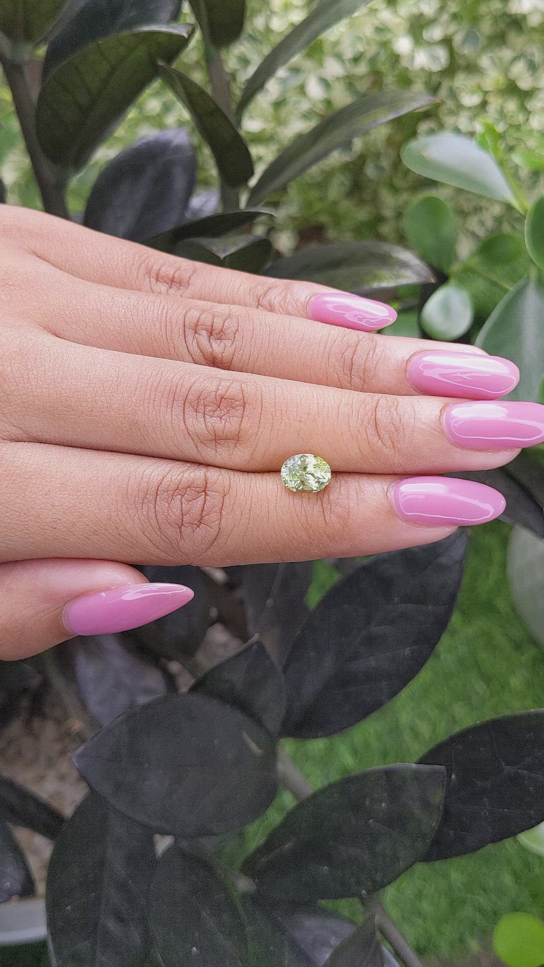 1.71 Ct. Yellowish Green Sapphire from Madagascar Size Video