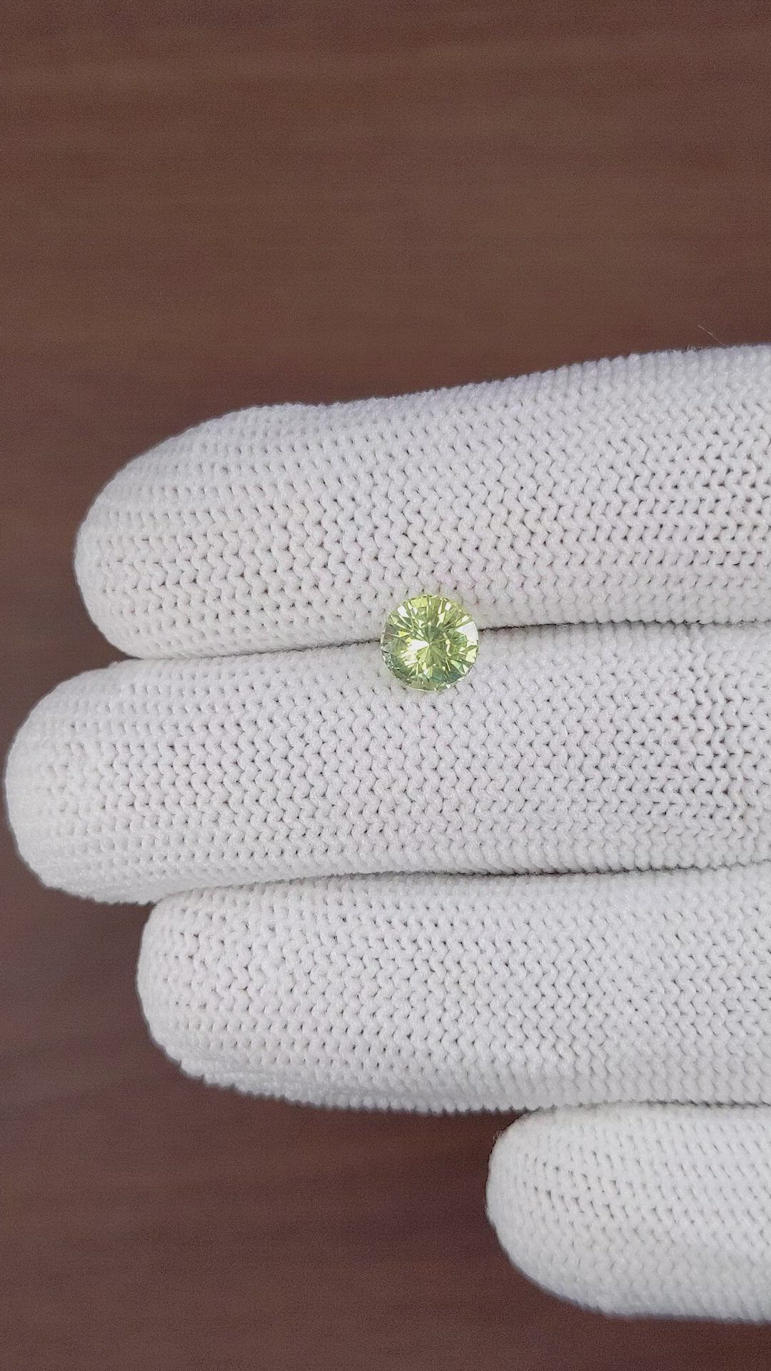 1.58 Ct. Yellowish Green Sapphire from Madagascar Size Video