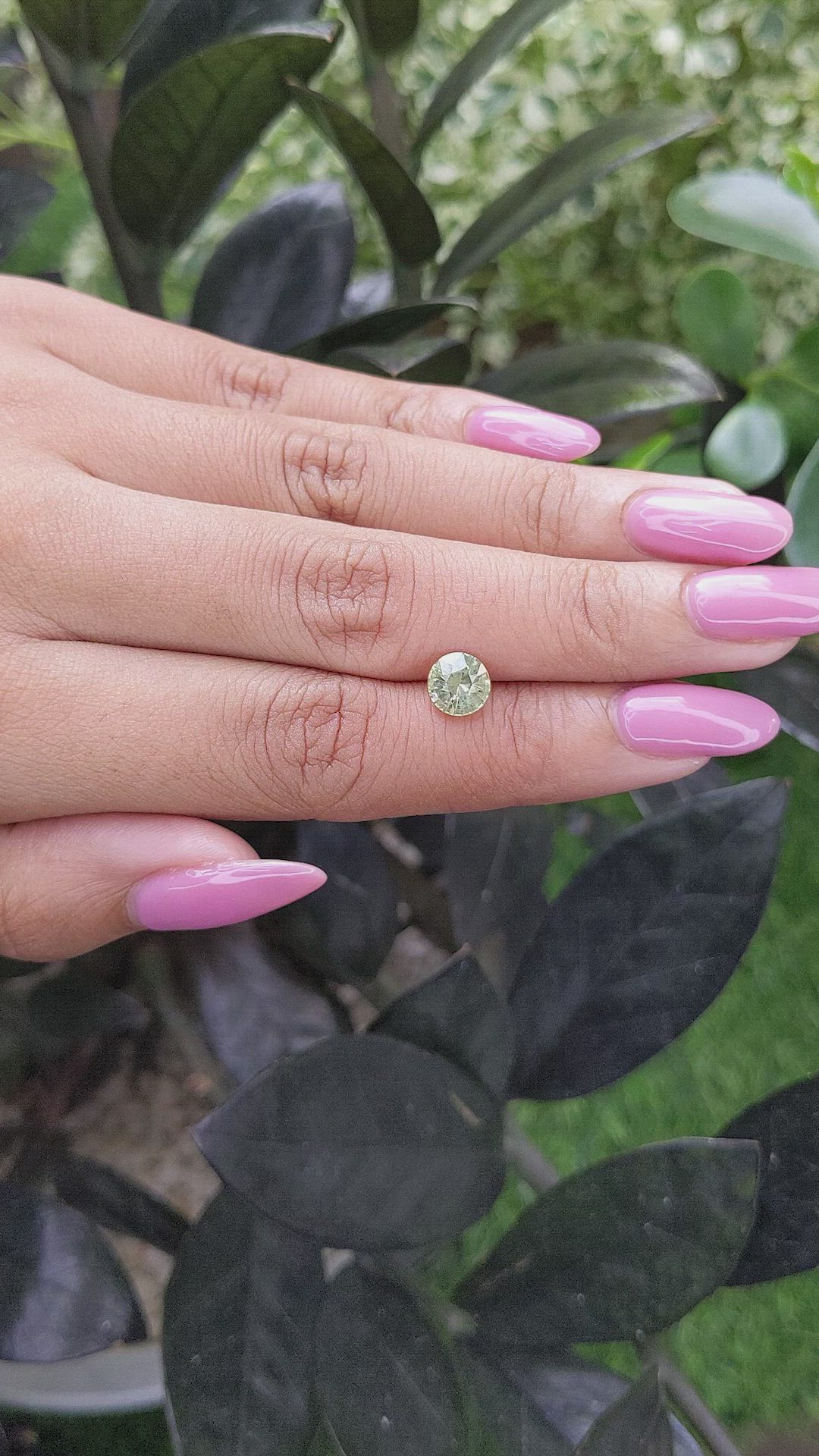 1.58 Ct. Yellowish Green Sapphire from Madagascar Size Video