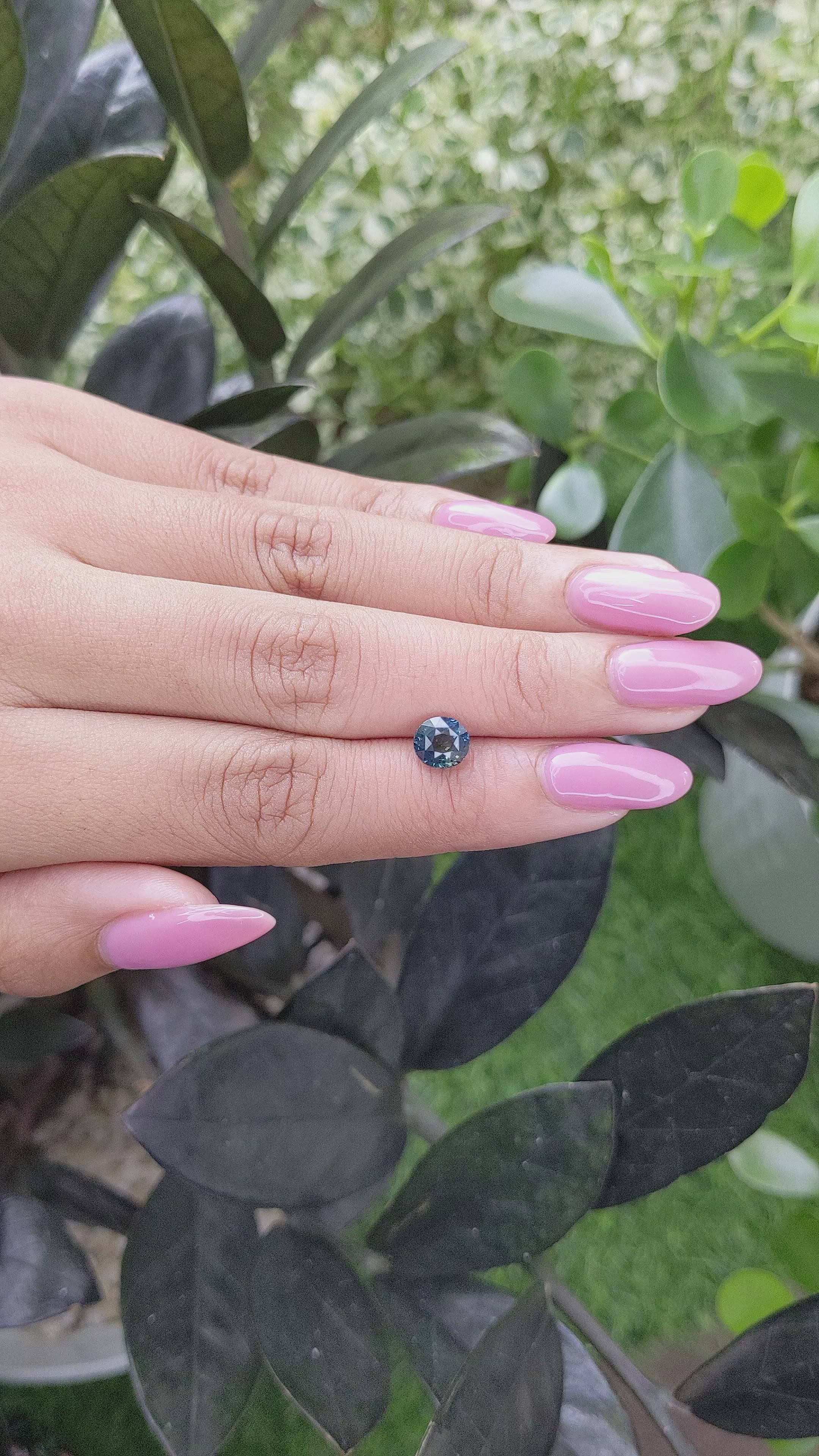 1.51 Ct. Greenish Blue Sapphire from Madagascar Size Video