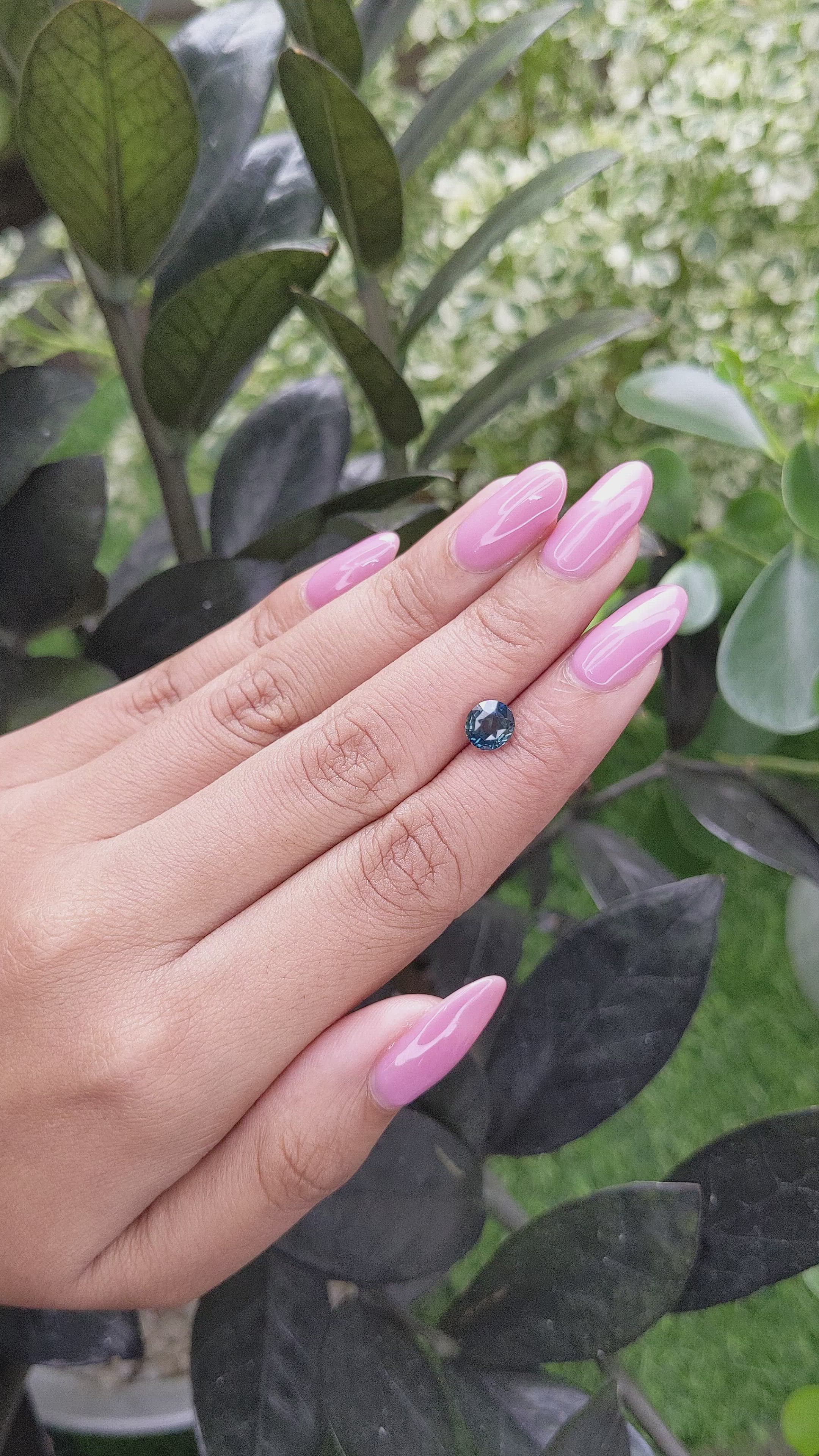 1.51 Ct. Greenish Blue Sapphire from Madagascar Size Video