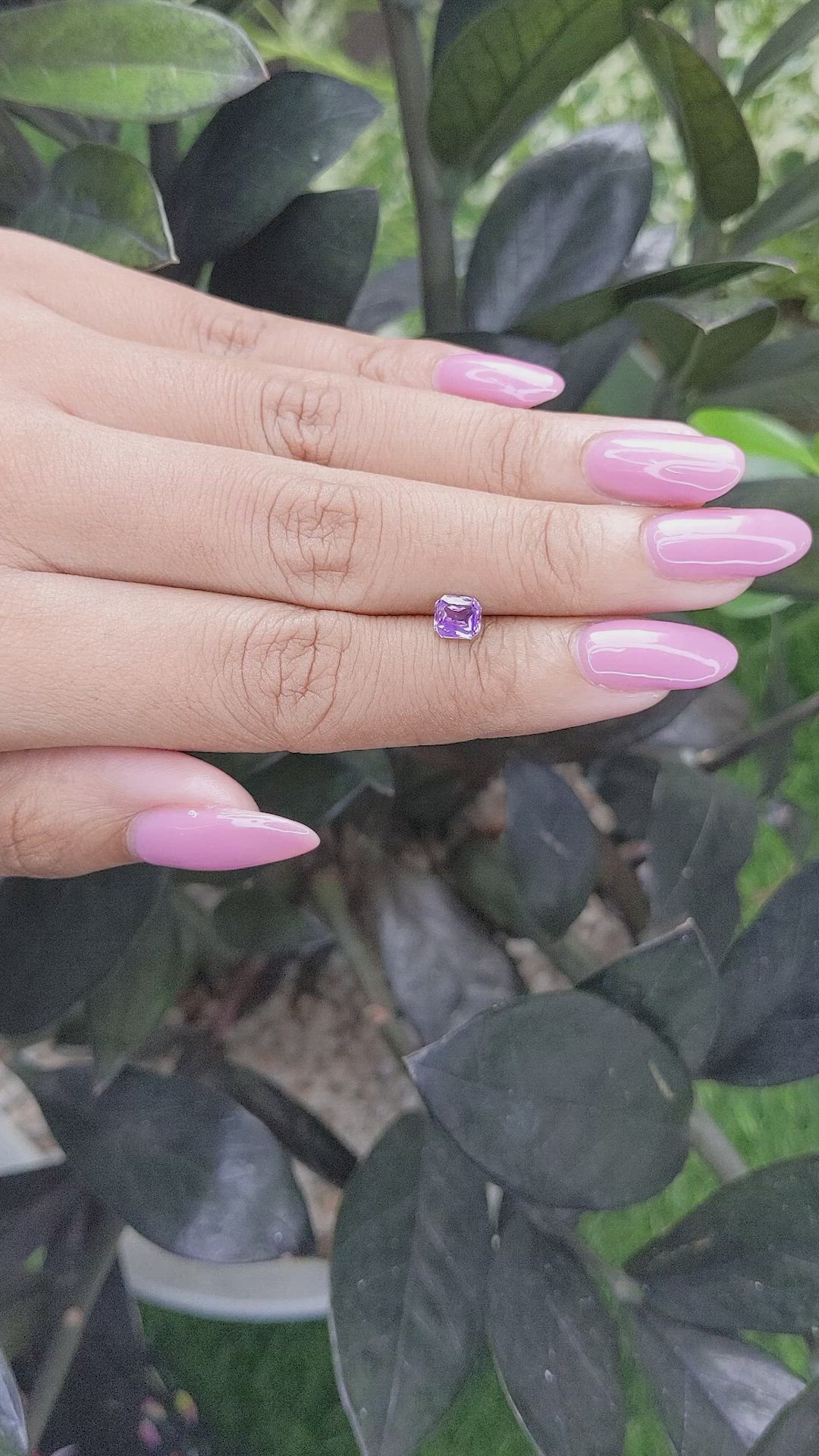 0.78 Ct. Pinkish Purple Sapphire from Ceylon (Sri Lanka) Size Video