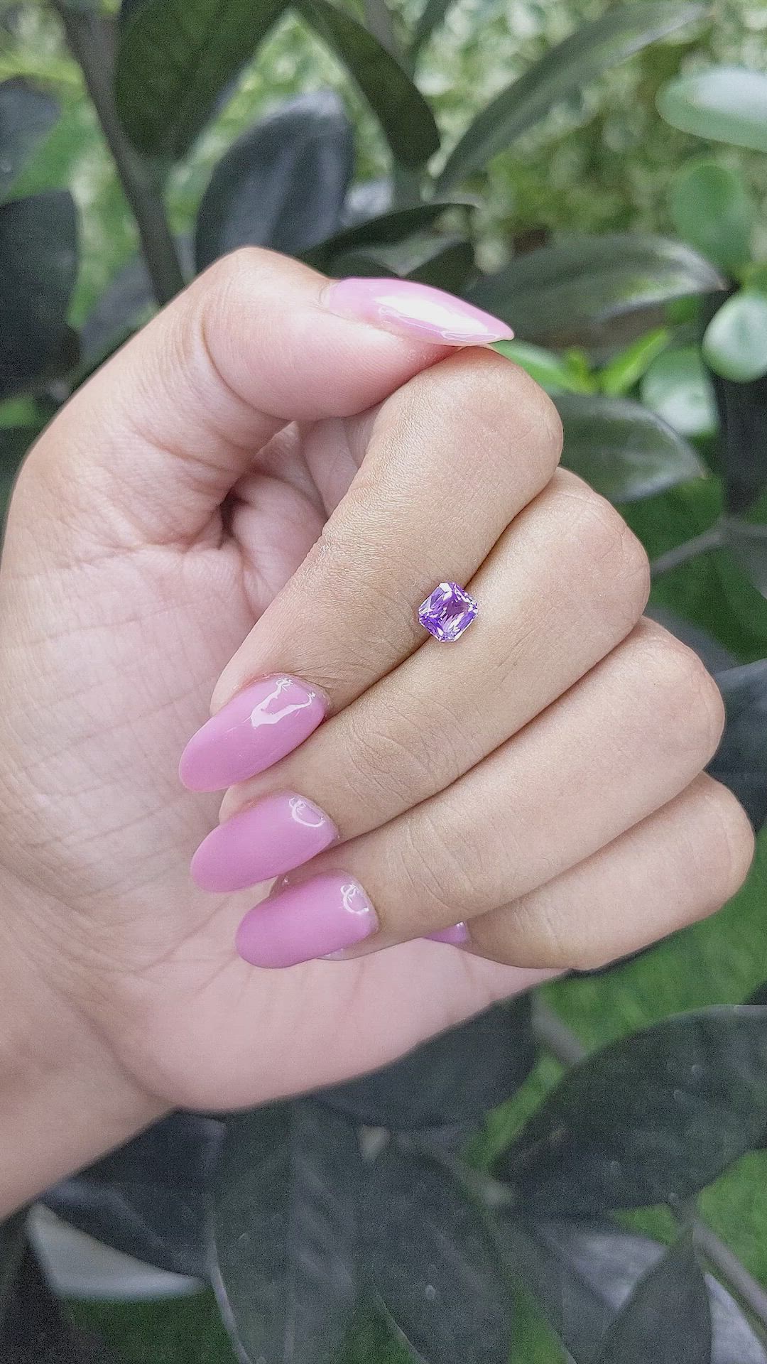 0.78 Ct. Pinkish Purple Sapphire from Ceylon (Sri Lanka) Size Video