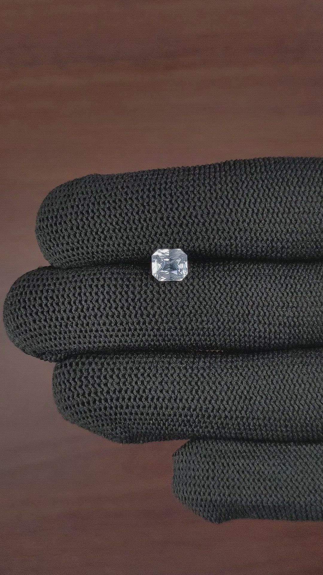 1.76 Ct. White Sapphire from Ceylon (Sri Lanka) Size Video