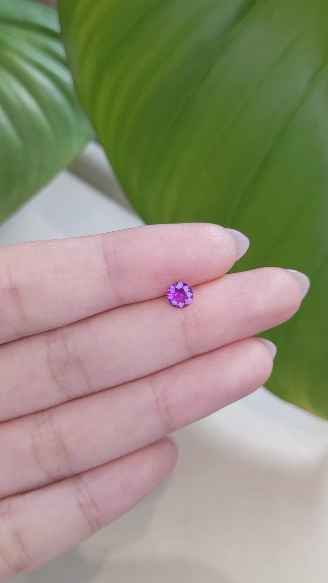 0.49 Ct. Pinkish Purple Sapphire from Ceylon (Sri Lanka) Size Video