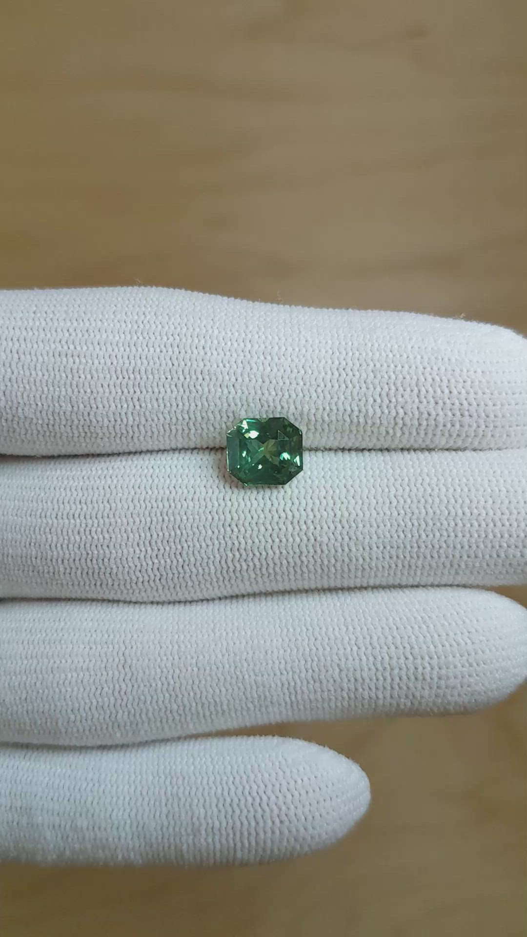3.11 Ct. Bluish Green Sapphire from Madagascar Size Video