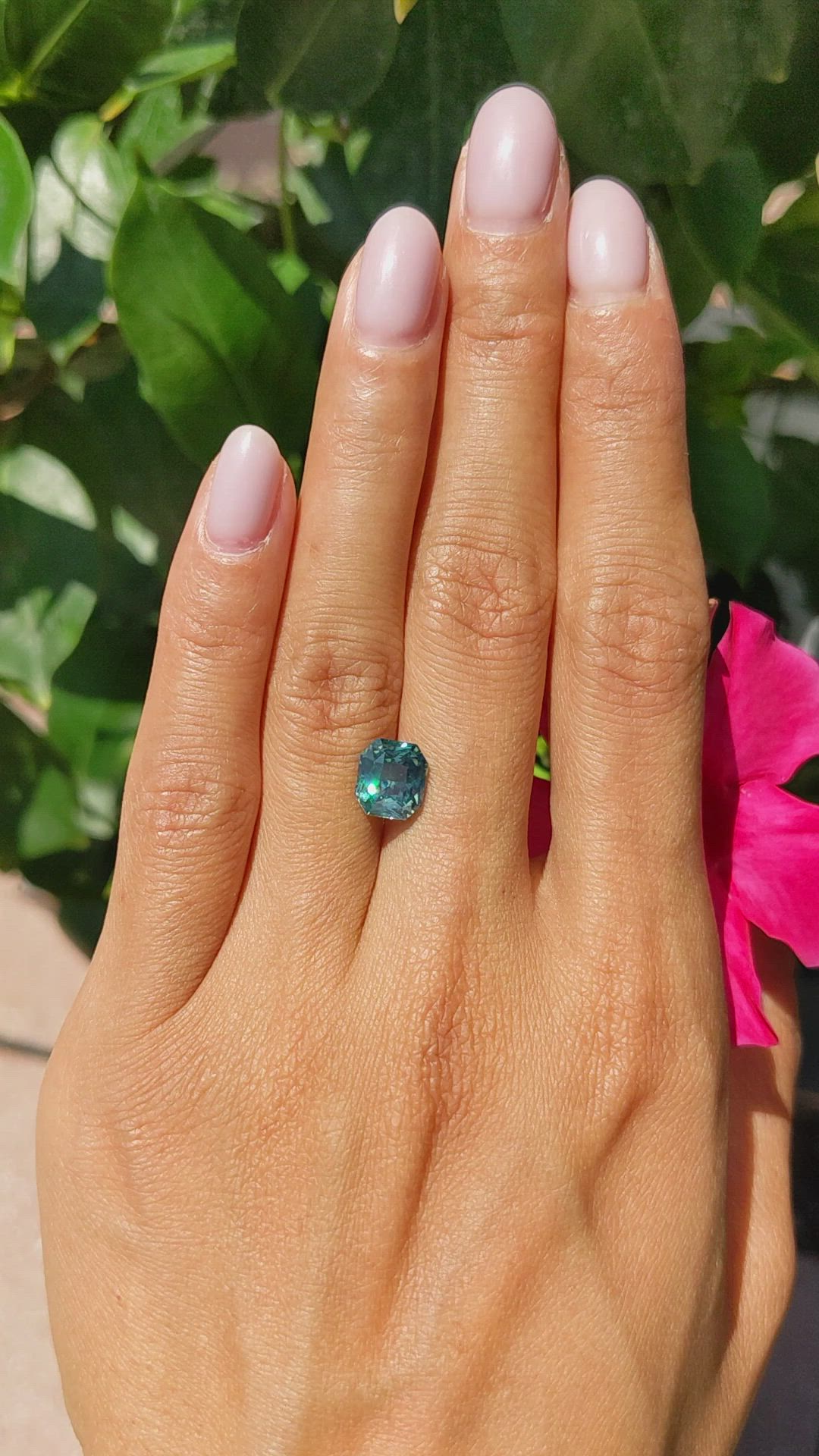 3.11 Ct. Bluish Green Sapphire from Madagascar Size Video