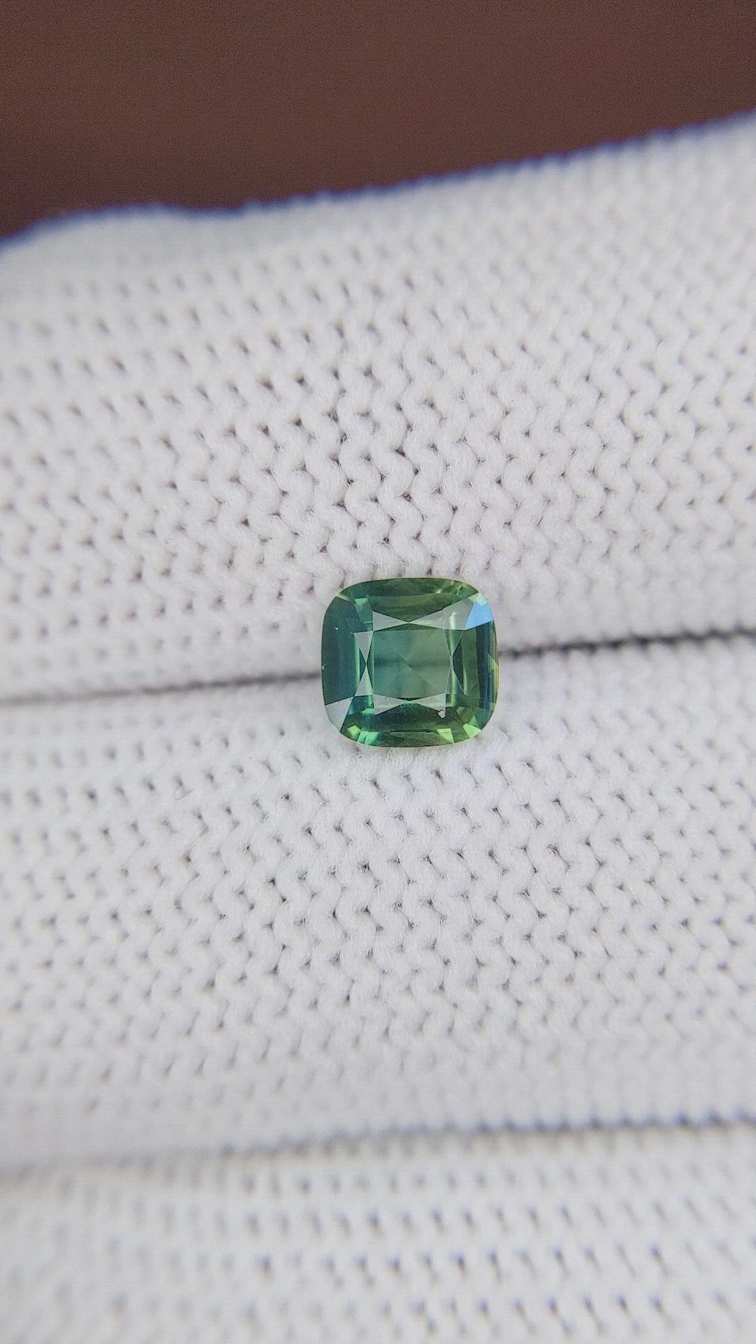 1.03 Ct. Bluish Green Sapphire from Madagascar Size Video