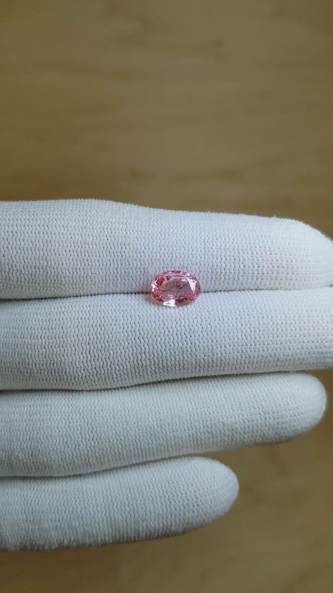 1.77 Ct. Padparadscha Sapphire from Ceylon (Sri Lanka) Size Video
