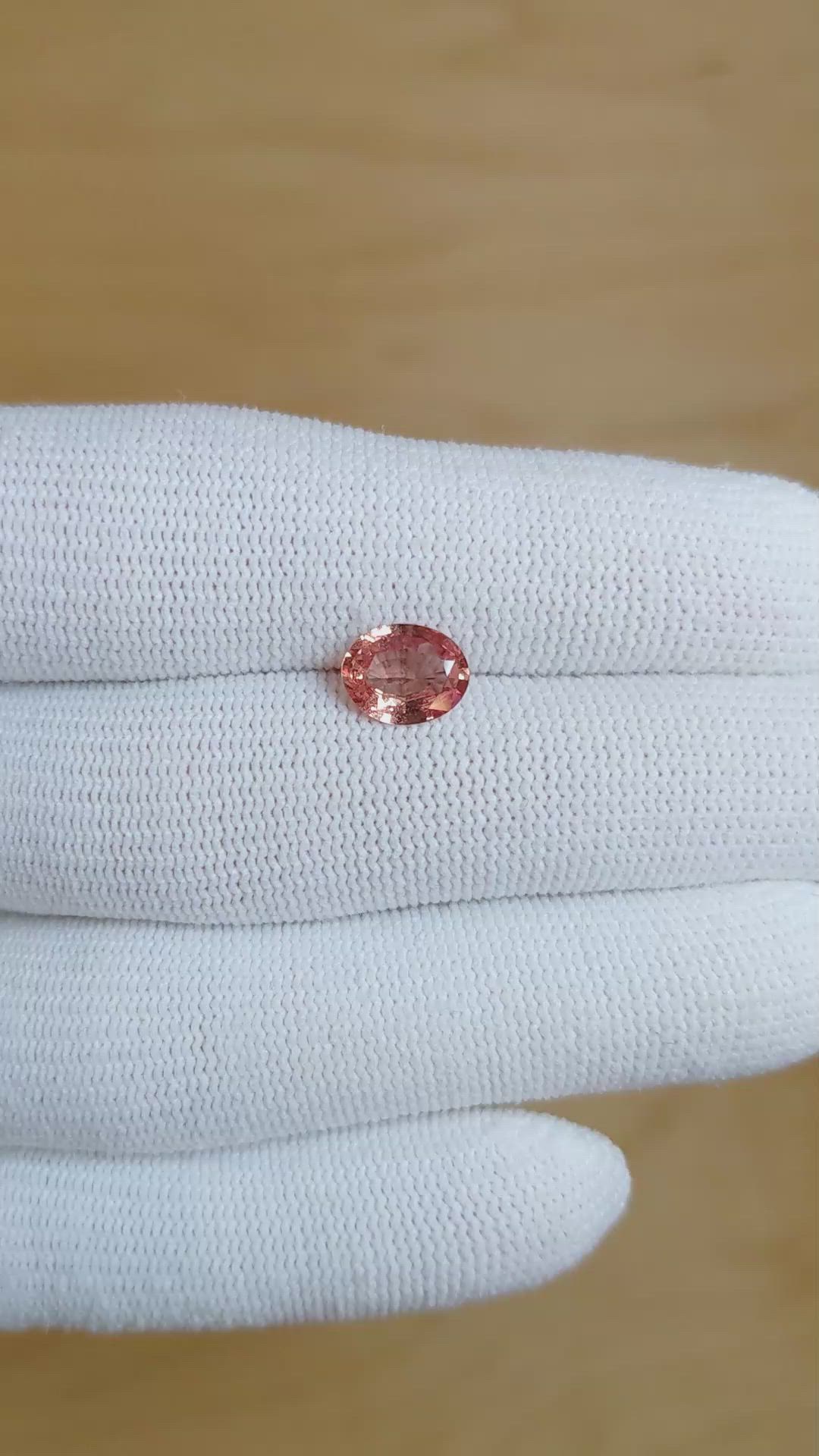 1.44 Ct. Padparadscha Sapphire from Ceylon (Sri Lanka) Size Video