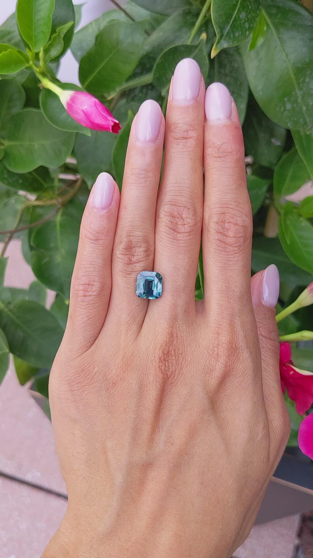 5.02 Ct. Bluish Green Sapphire from Madagascar Size Video