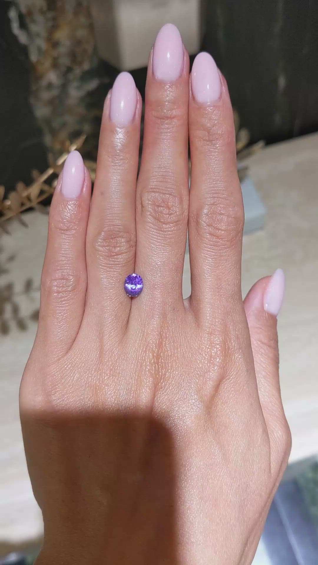 1.64 Ct. Violet Sapphire from Ceylon (Sri Lanka) Size Video