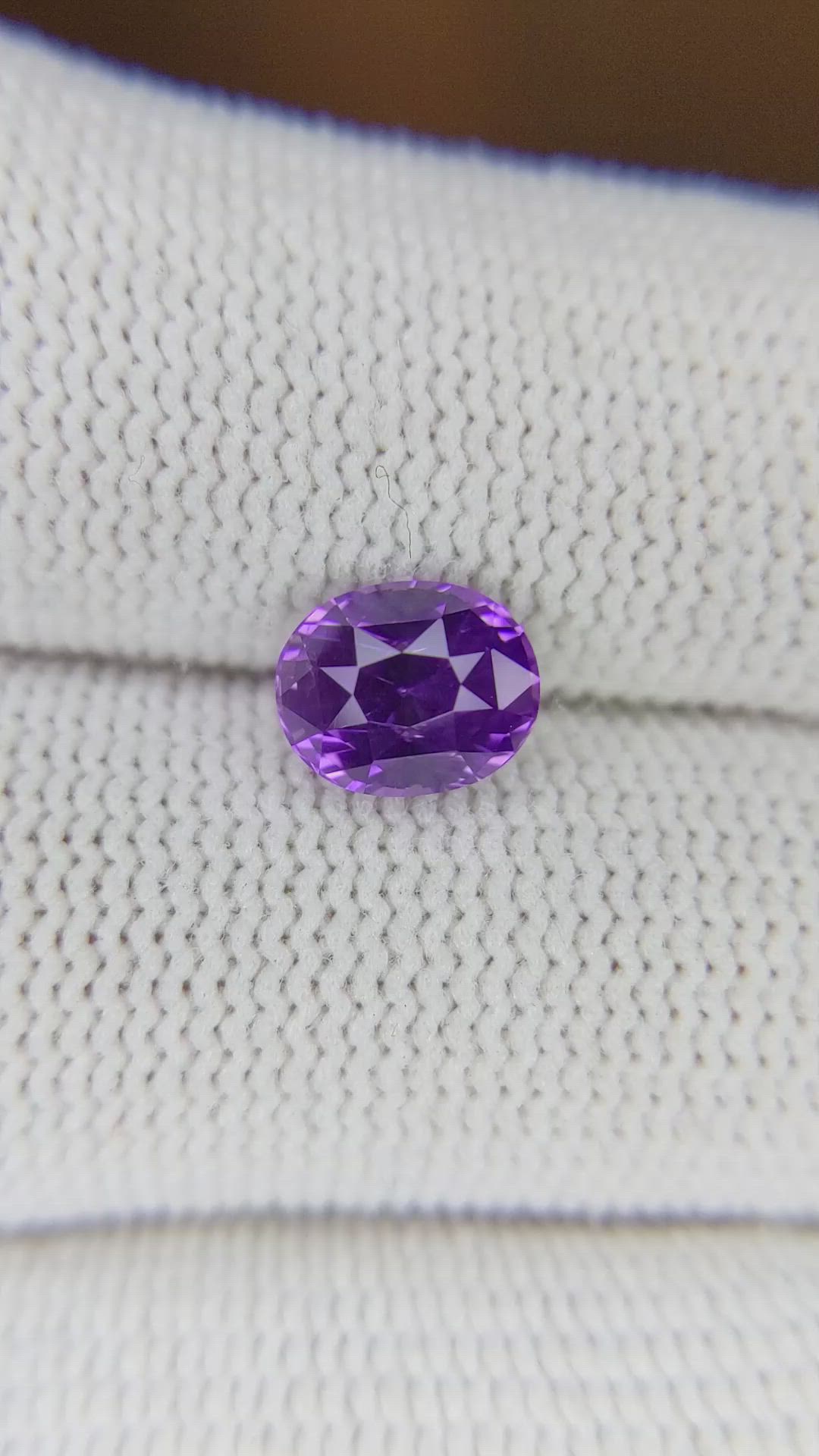 1.64 Ct. Violet Sapphire from Ceylon (Sri Lanka) Size Video