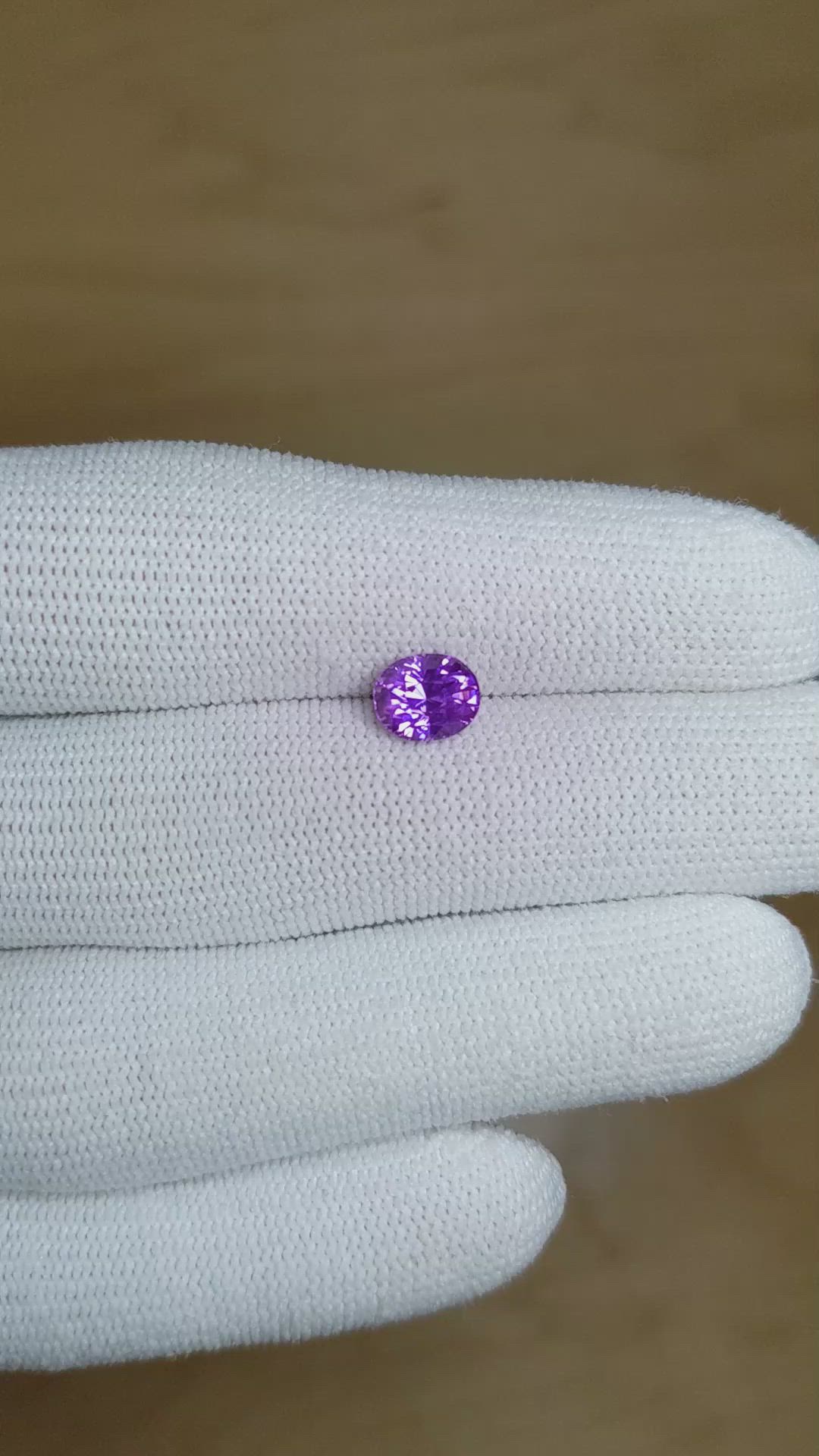 1.64 Ct. Violet Sapphire from Ceylon (Sri Lanka) Size Video