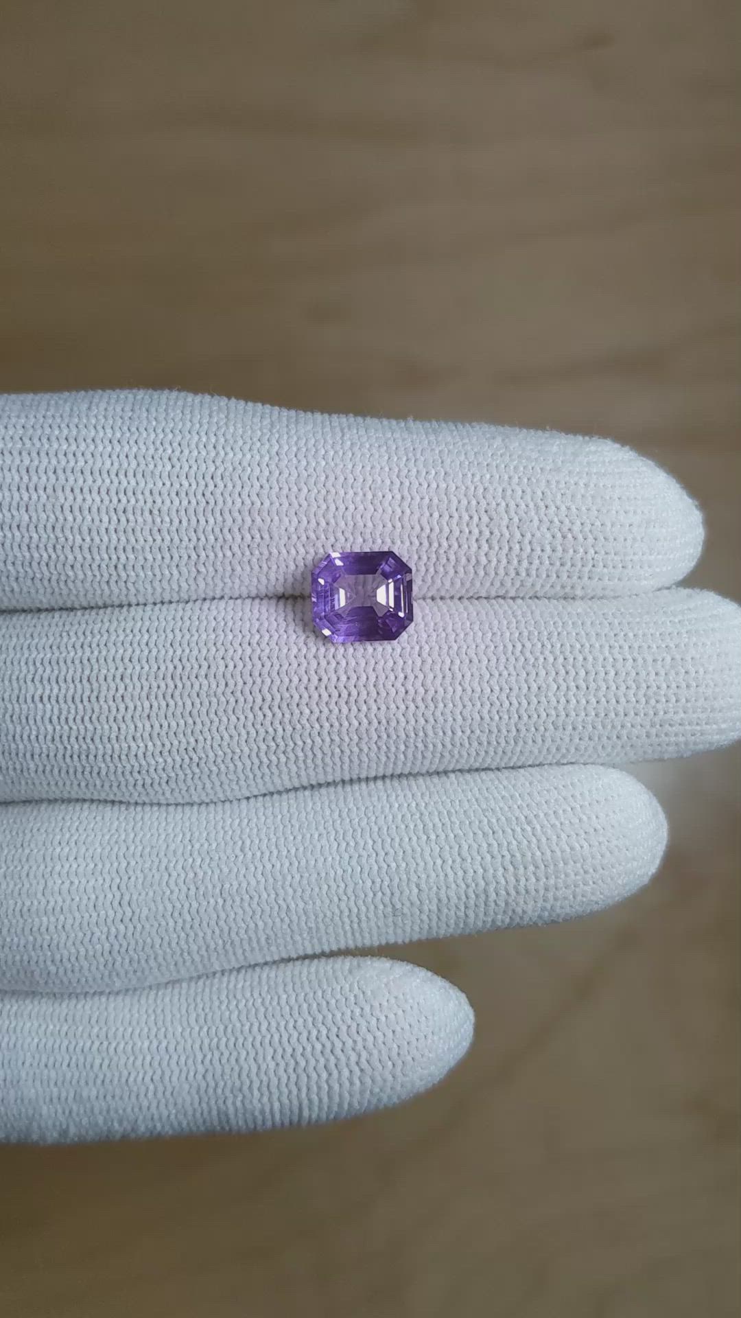 2.64 Ct. Violet Sapphire from Ceylon (Sri Lanka) Size Video