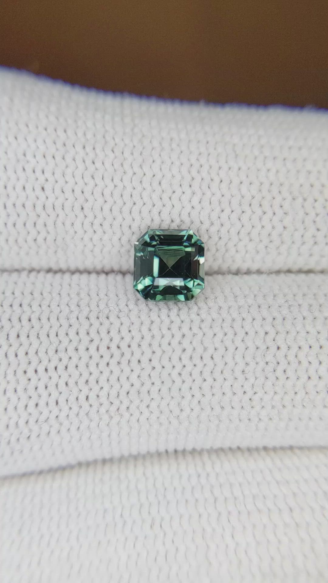 1.61 Ct. Bluish Green Sapphire from Madagascar Size Video