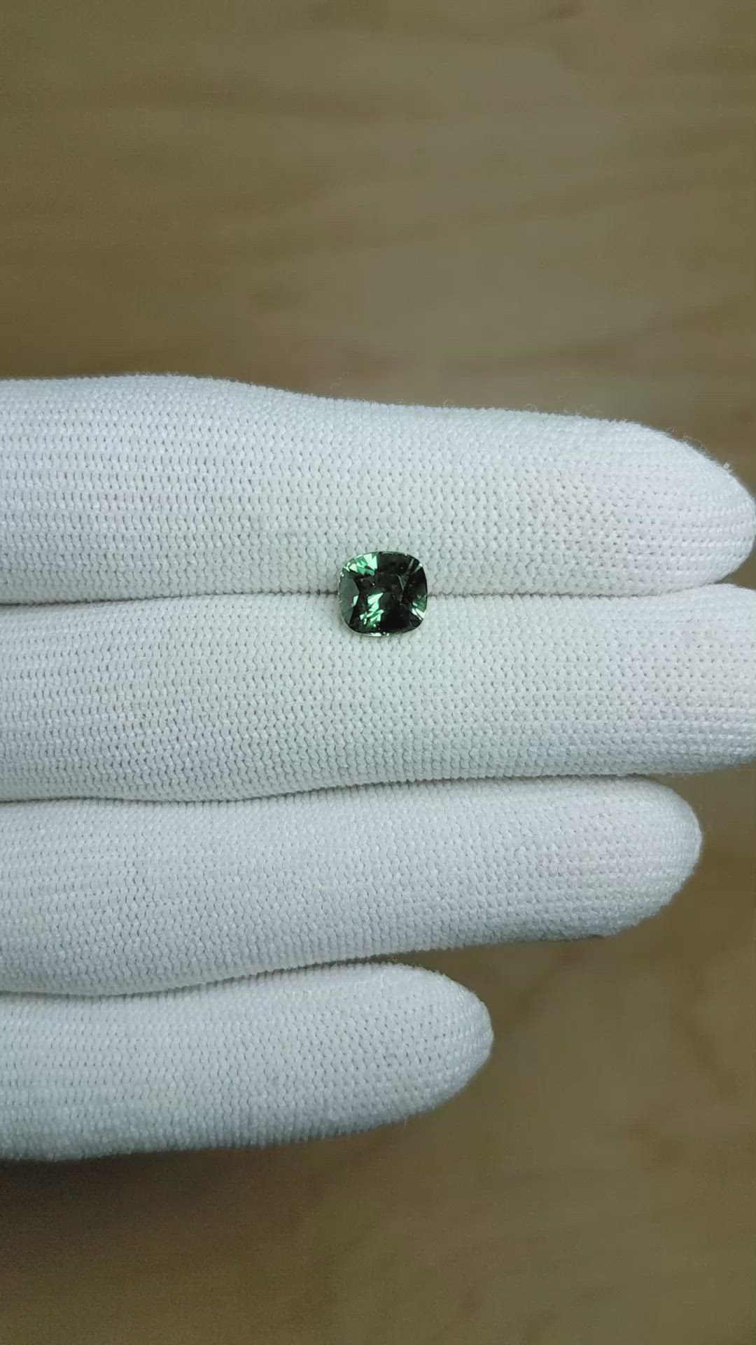 2.11 Ct. Bluish Green Sapphire from Madagascar Size Video