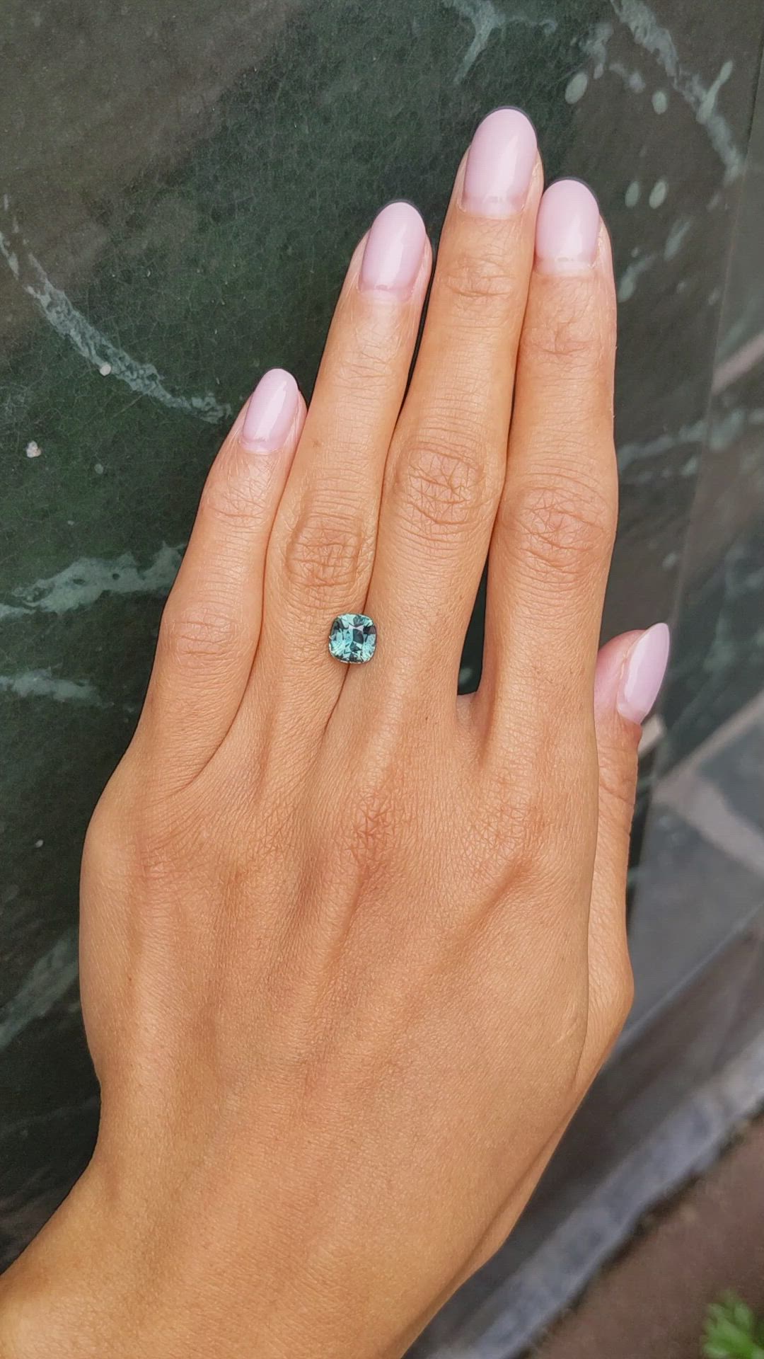 2.11 Ct. Bluish Green Sapphire from Madagascar Size Video