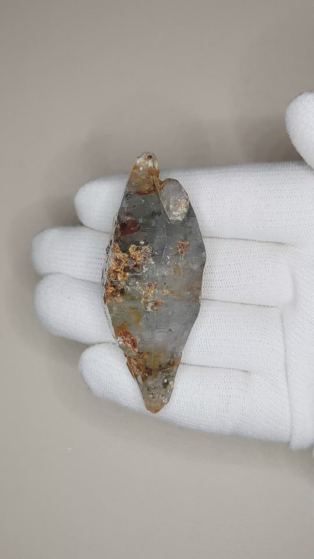 223.32 Ct. Greyish Blue Sapphire Crystal from Ceylon (Sri Lanka) Size Video
