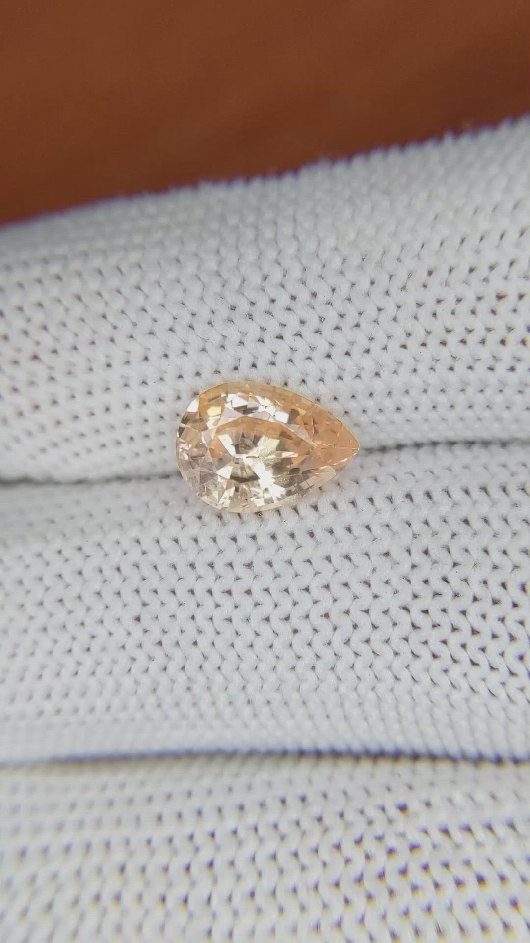 2.32 Ct. Peach Sapphire from Ceylon (Sri Lanka) Size Video