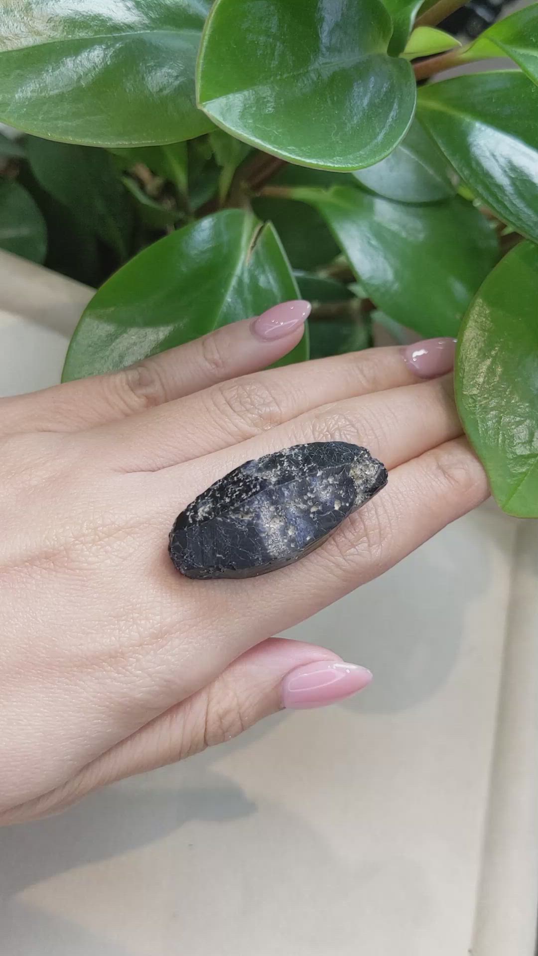 107.96 Ct. Black Sapphire Crystal from Ceylon (Sri Lanka) Size Video