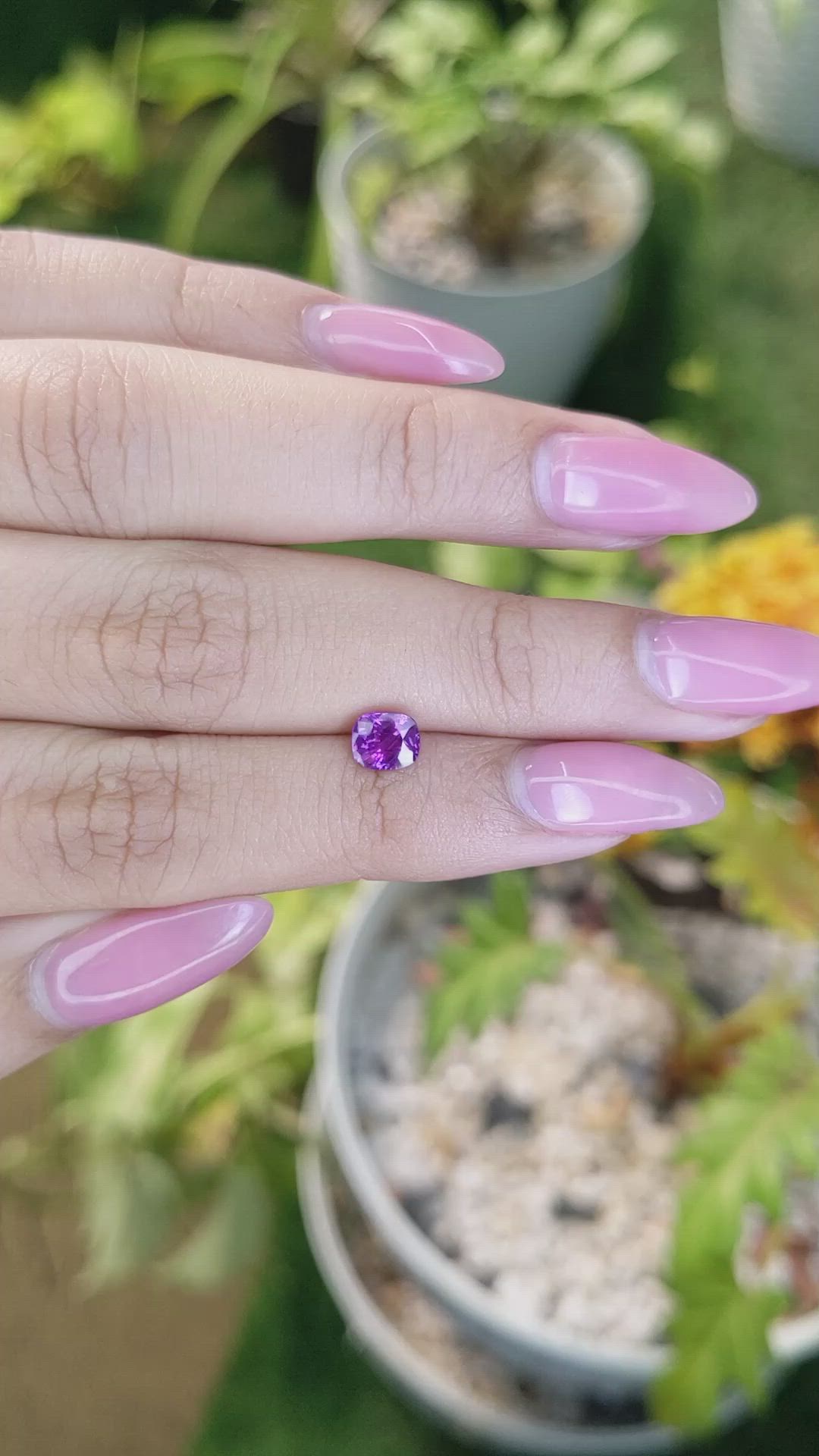 1.01 Ct. Pinkish Purple Sapphire from Ceylon (Sri Lanka) Size Video