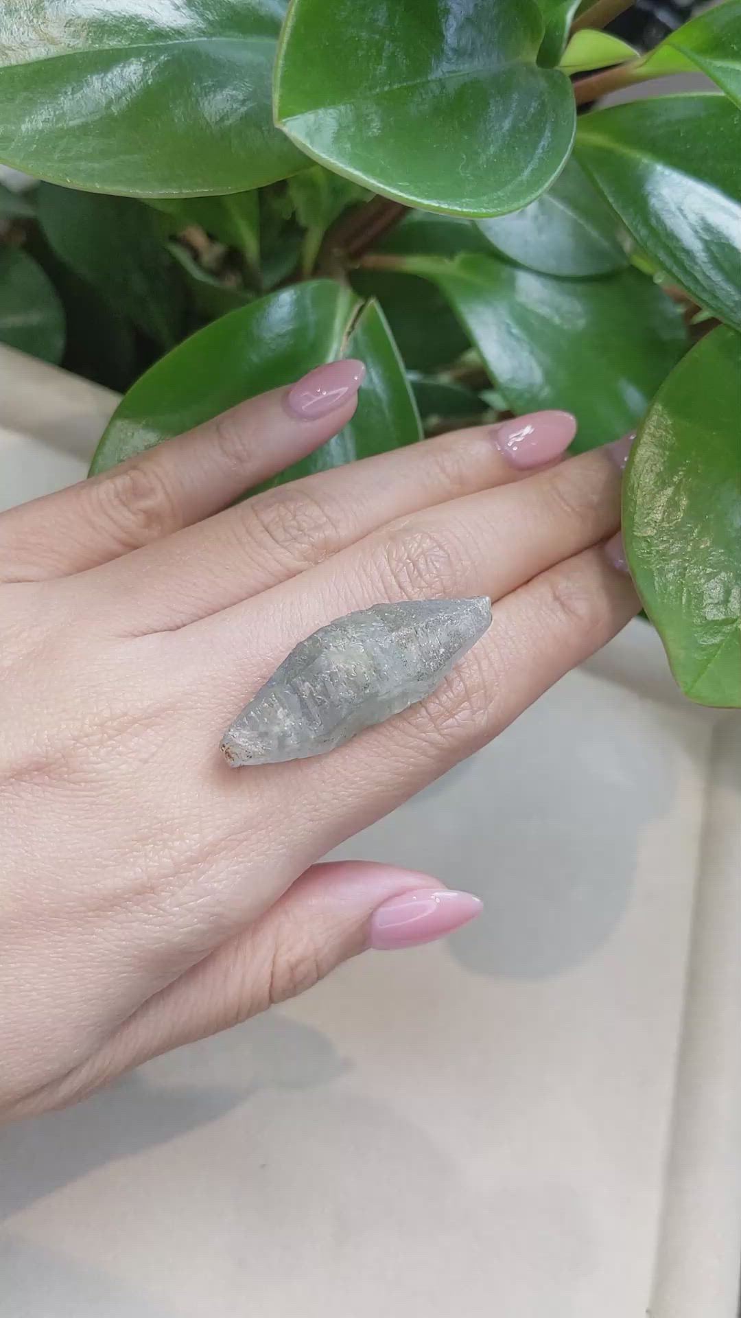 61.99 Ct. Bluish Grey Sapphire Crystal from Ceylon (Sri Lanka) Size Video