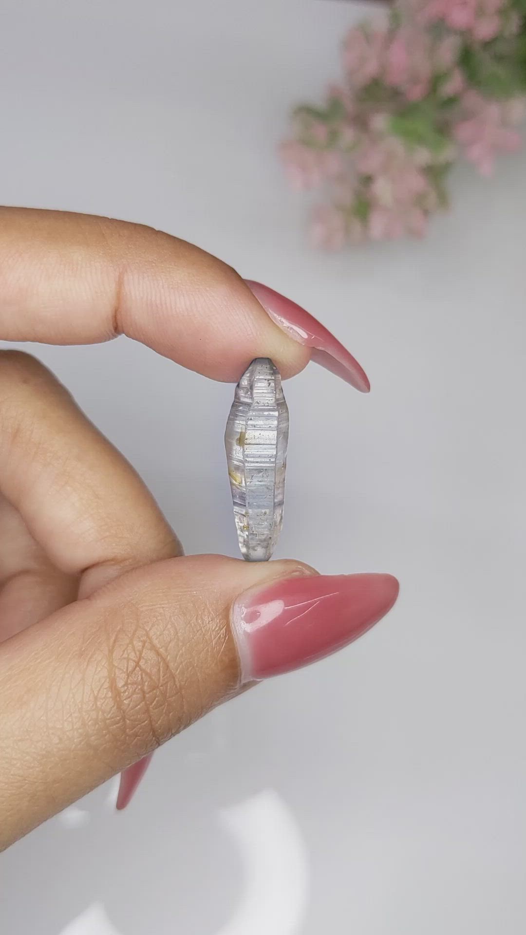 8.48 Ct. Bluish Grey Sapphire Crystal from Ceylon (Sri Lanka) Size Video