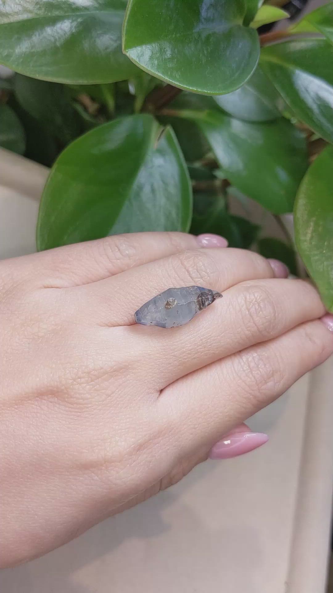 16.45 Ct. Greyish Blue Sapphire Crystal from Ceylon (Sri Lanka) Size Video