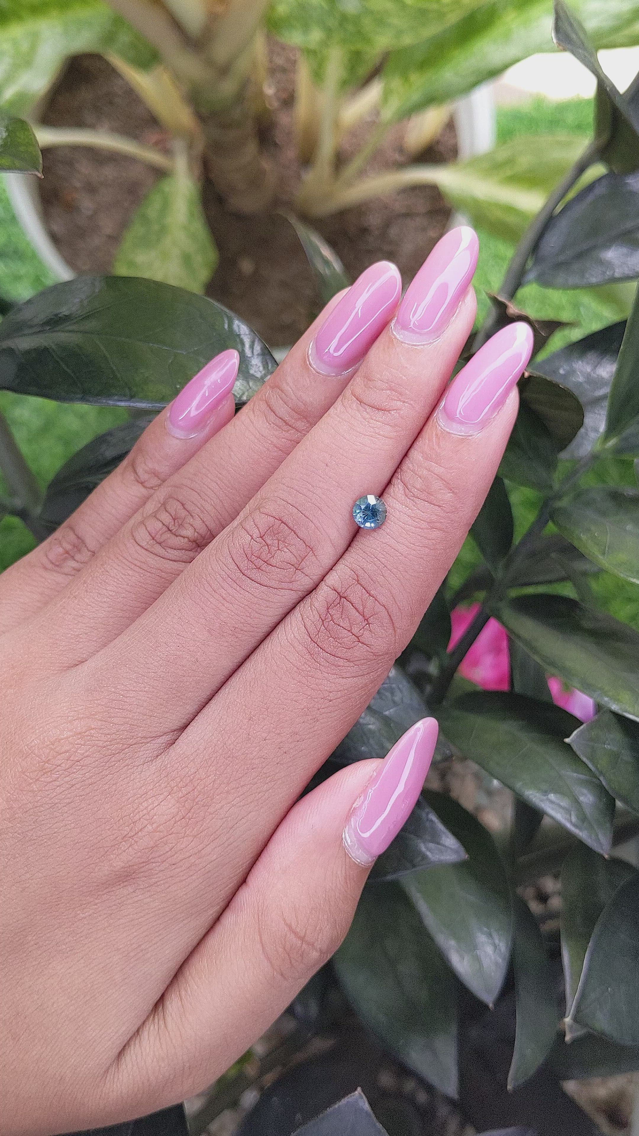 0.72 Ct. Greenish Blue Sapphire from Madagascar Size Video