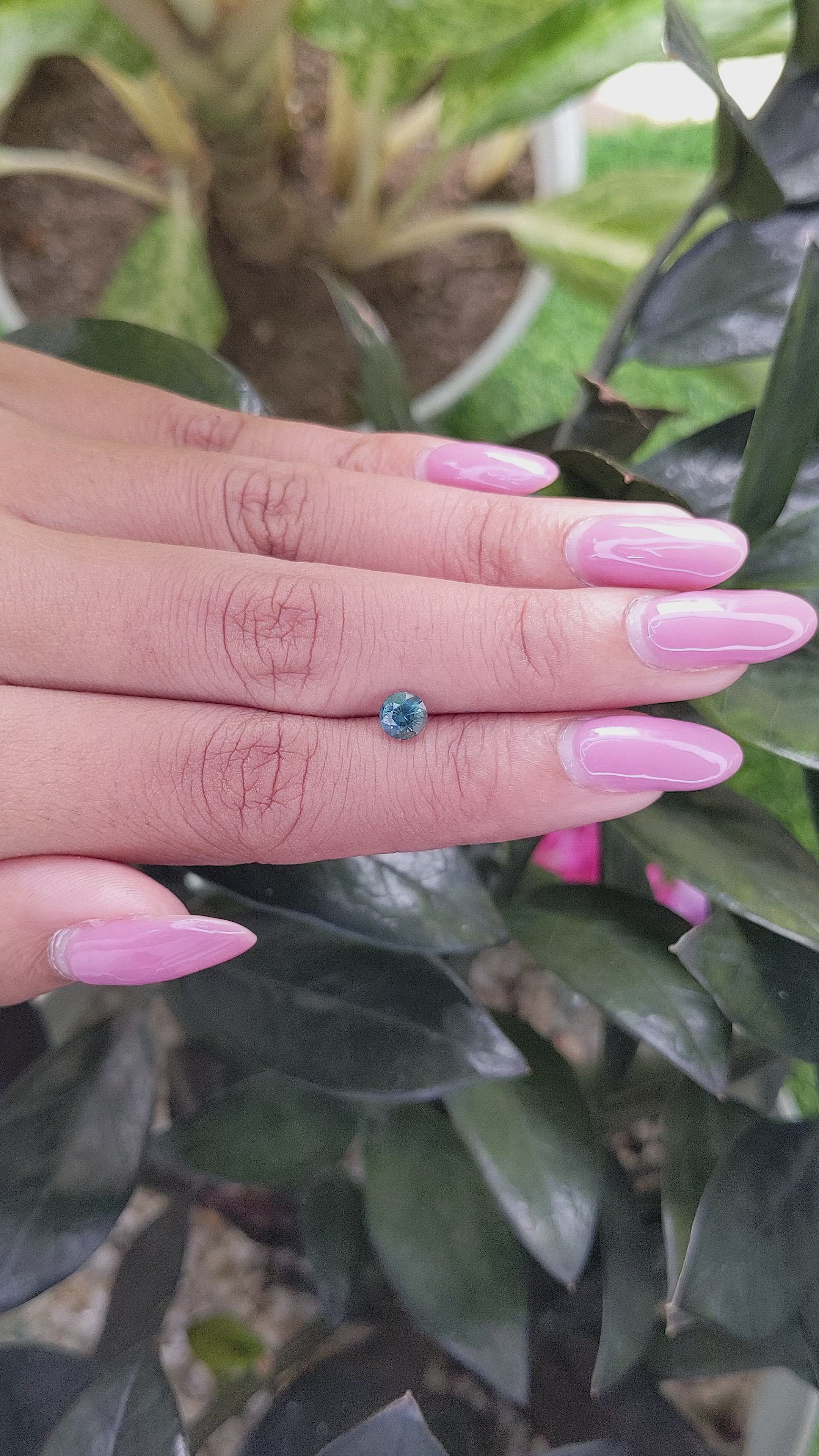 0.72 Ct. Greenish Blue Sapphire from Madagascar Size Video