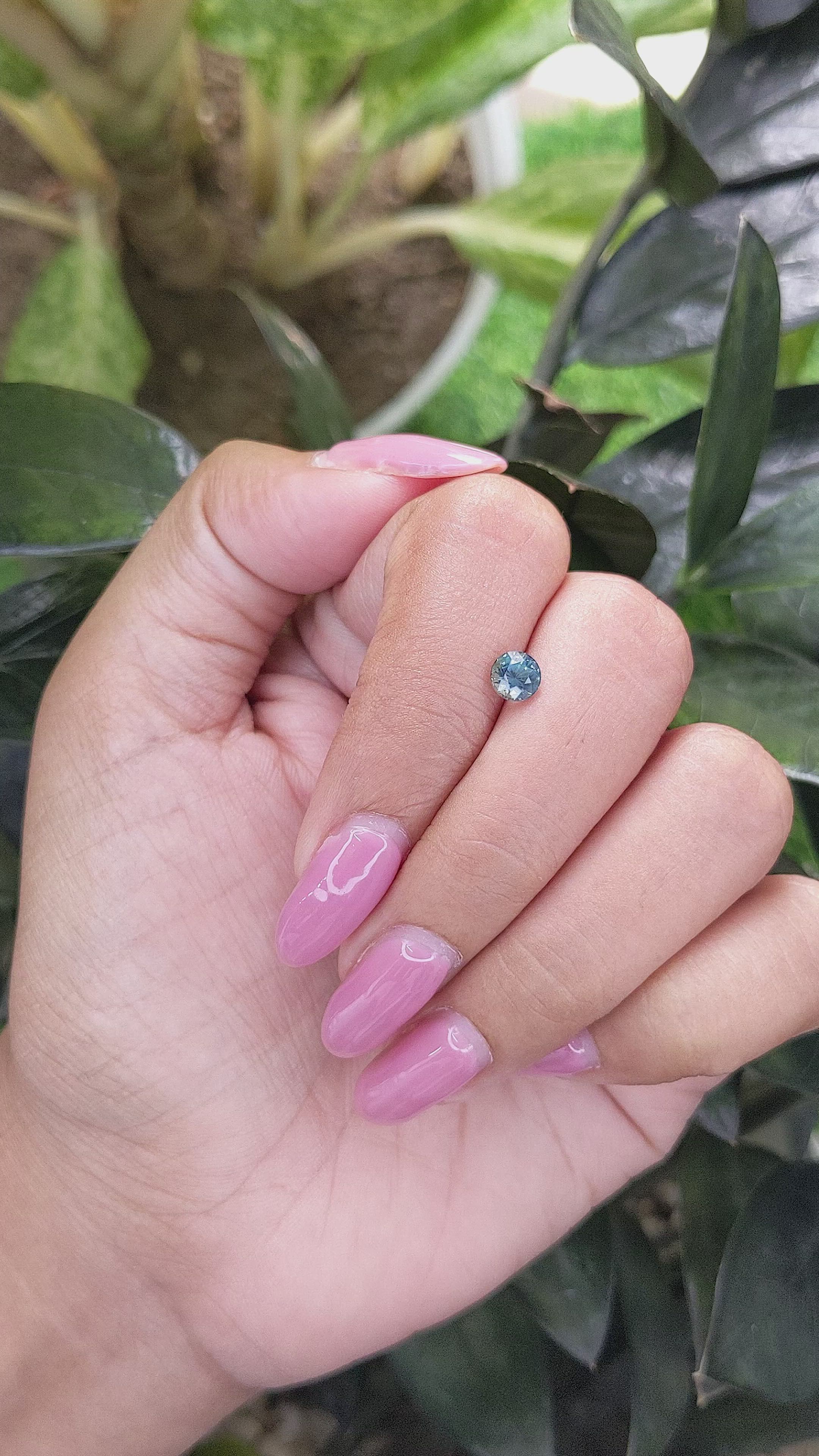 0.72 Ct. Greenish Blue Sapphire from Madagascar Size Video