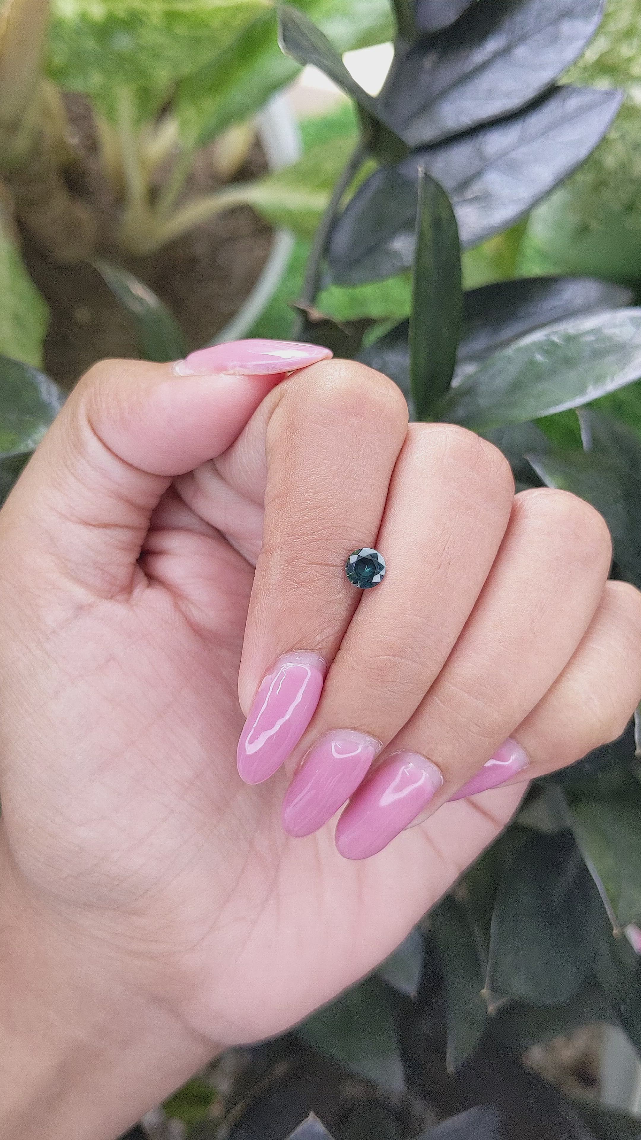 0.53 Ct. Bluish Green Sapphire from Madagascar Size Video