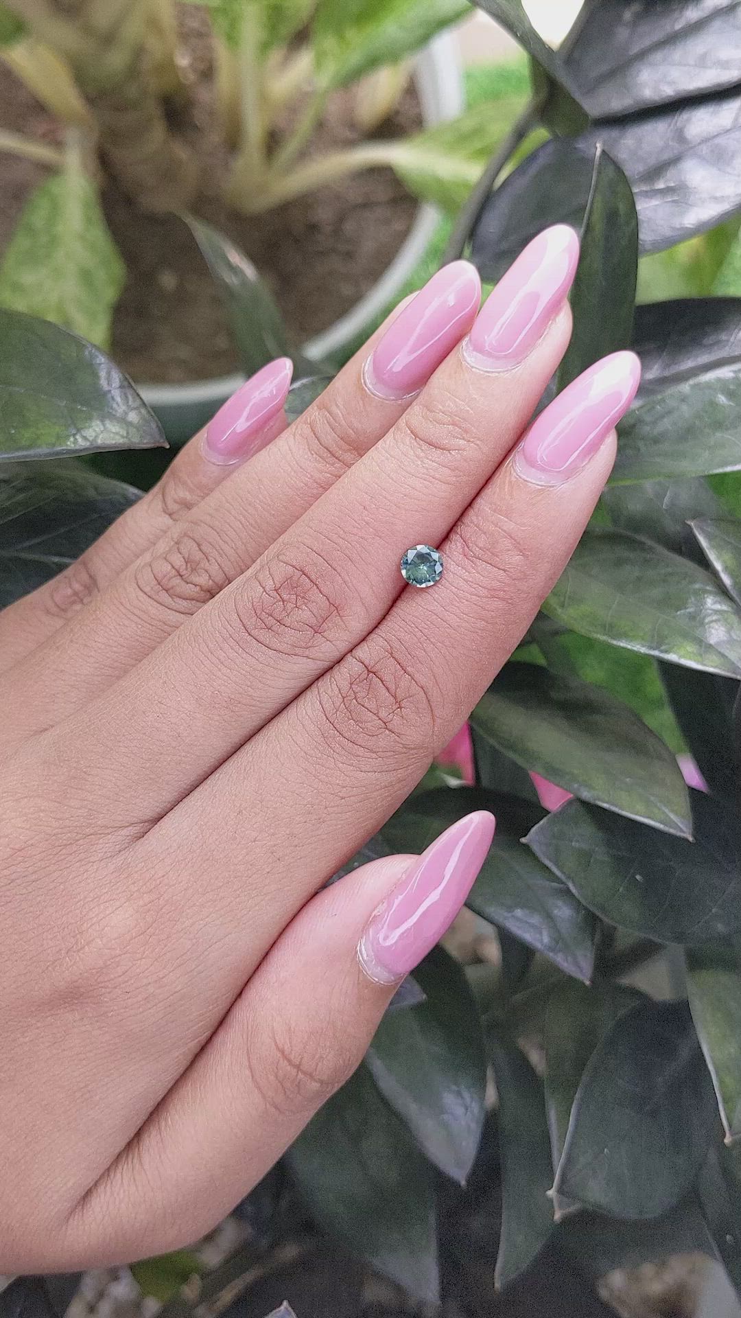 0.46 Ct. Bluish Green Sapphire from Madagascar Size Video